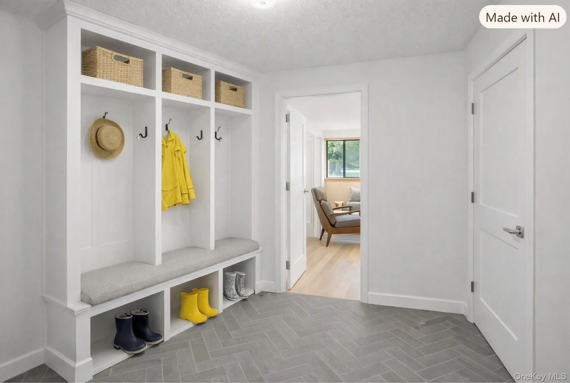 Virtually staged possible designated Mud room area opposite door to garage. This area could also possibly be a bathroom adjacent to finished family/guest room or a doggie bath. Virtually staged possible designated Mud room area opposite door to garage. This area could also possibly be a bathroom adjacent to finished family/guest room or a doggie bath.