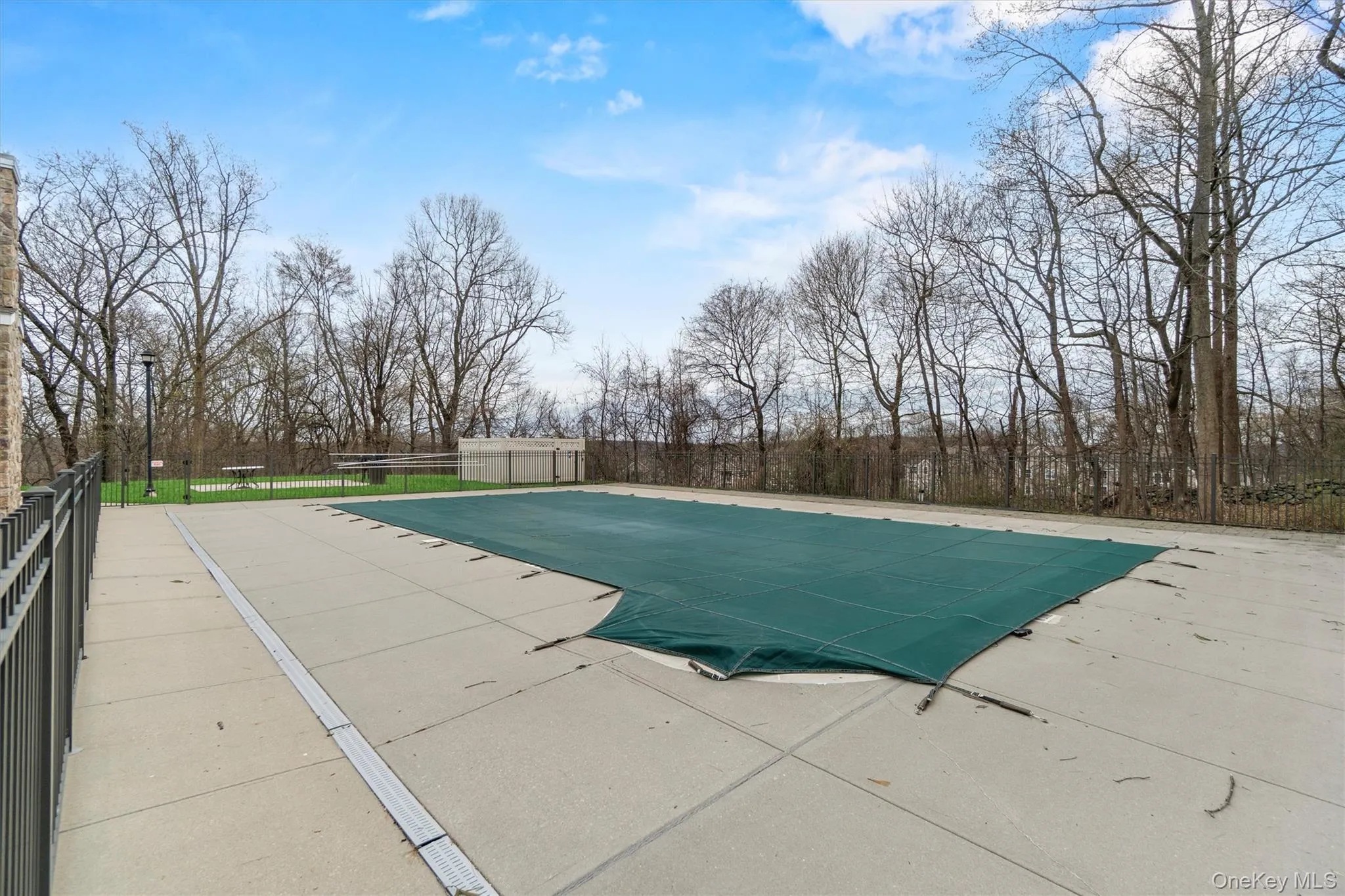 Pool featuring a patio and fence Pool featuring a patio and fence