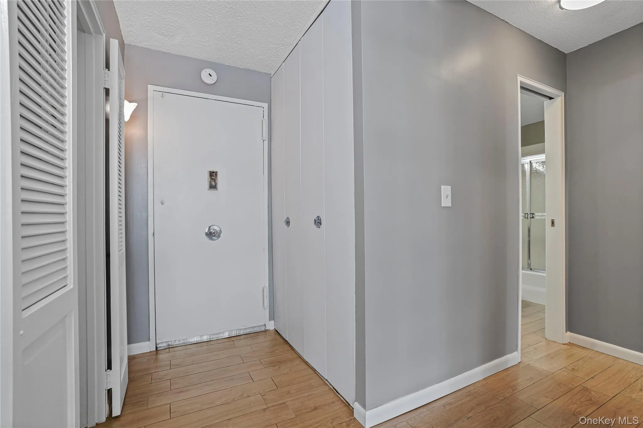 Entrance fire with coat closet. Noticed the pretty new solid wood doors Entrance fire with coat closet. Noticed the pretty new solid wood doors