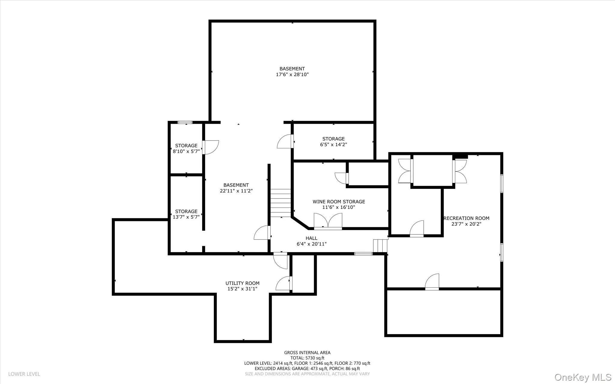 Lower level total is 1412 SF, 536 SF is wine room & workout are, 876 SF is storage.View as an estimate only. Lower level total is 1412 SF, 536 SF is wine room & workout are, 876 SF is storage.View as an estimate only.