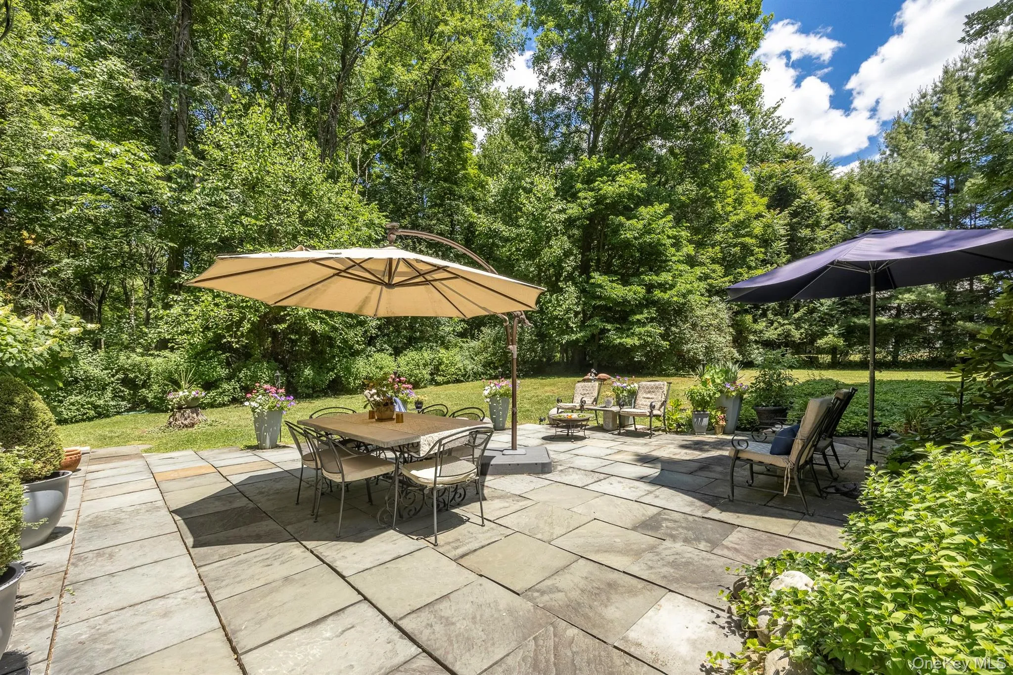 Sit on the beautiful patio and enjoy the view of the spacious backyard Sit on the beautiful patio and enjoy the view of the spacious backyard