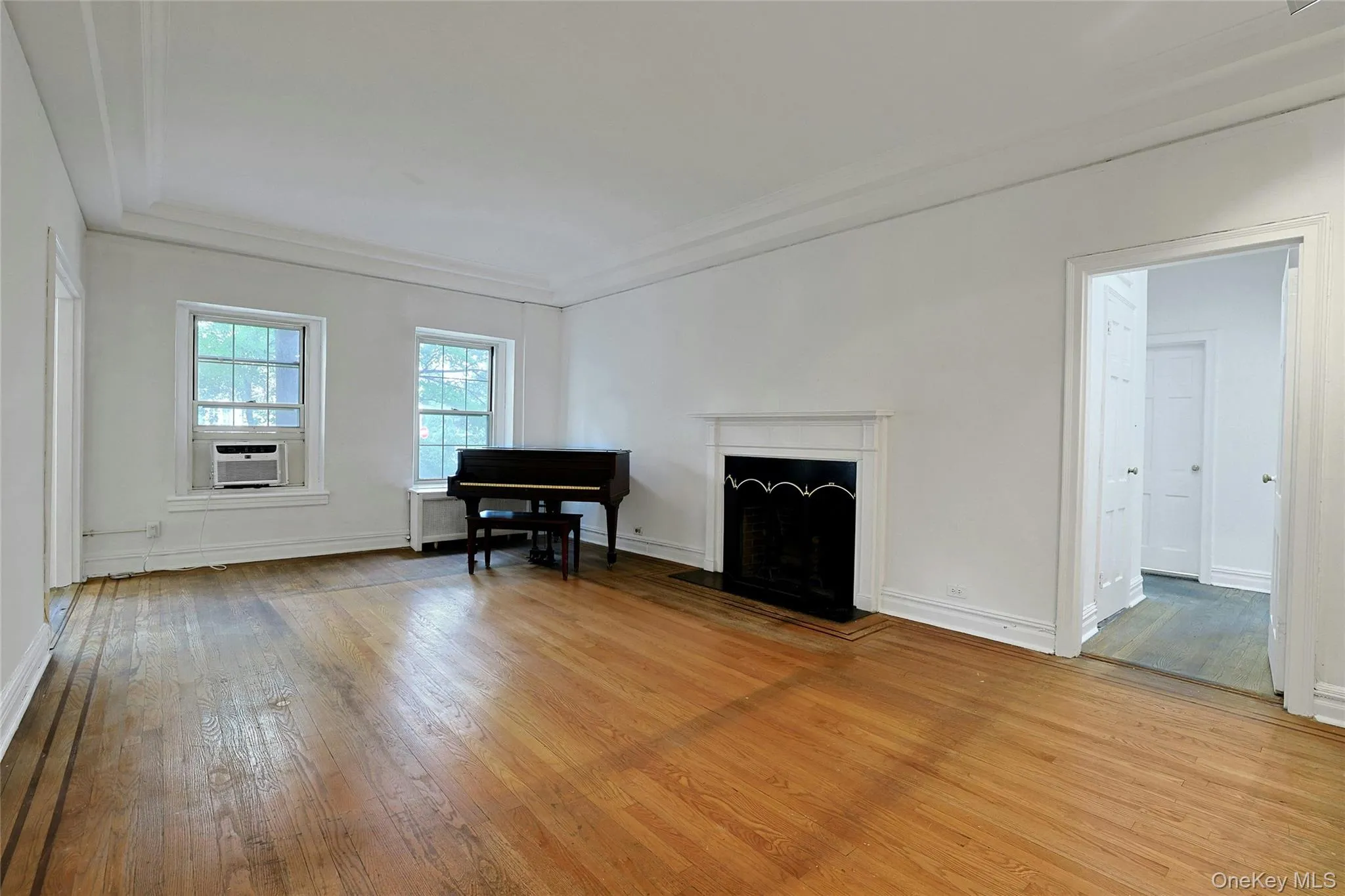 Sun-filled living room featuring a fireplace, multiple windows, and classic pre-war proportions. Sun-filled living room featuring a fireplace, multiple windows, and classic pre-war proportions.