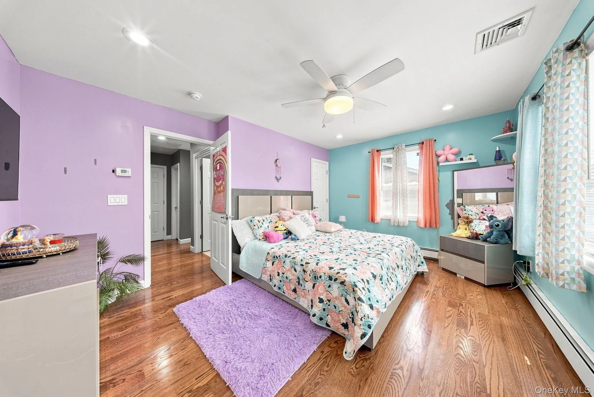 Hardwood flooring, recessed lighting, and ceiling fan Hardwood flooring, recessed lighting, and ceiling fan