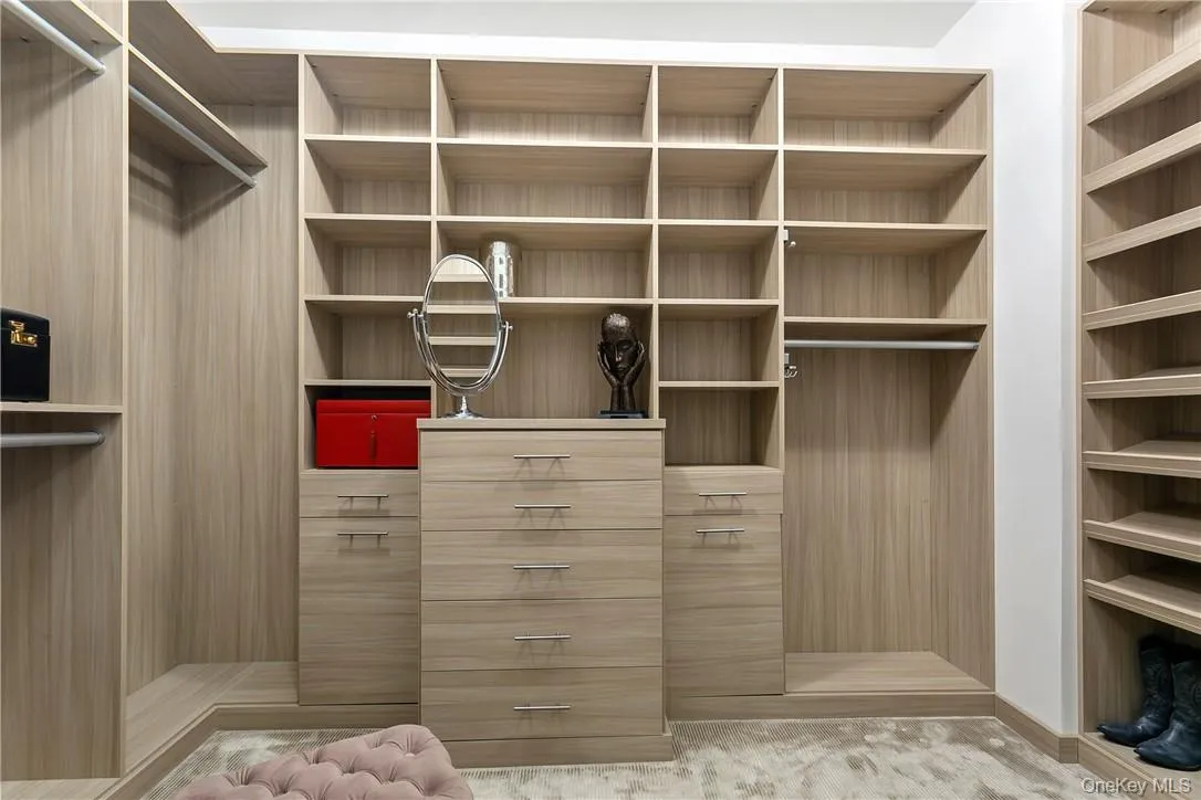 Walk in closet featuring carpet Walk in closet featuring carpet