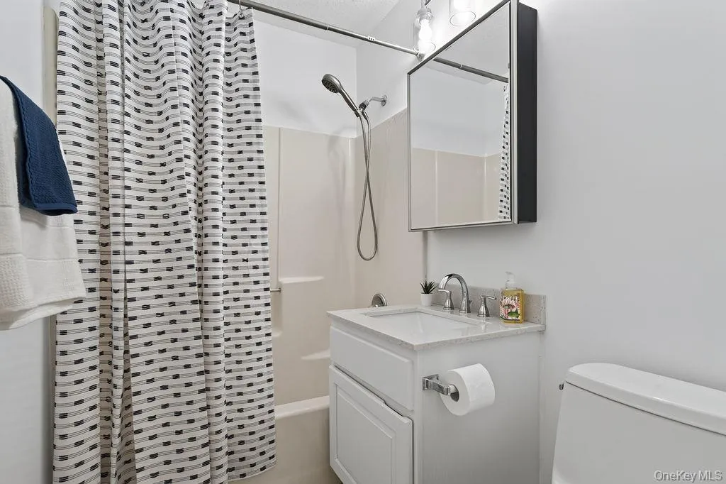Hand held shower for convenience over the tub. Hand held shower for convenience over the tub.