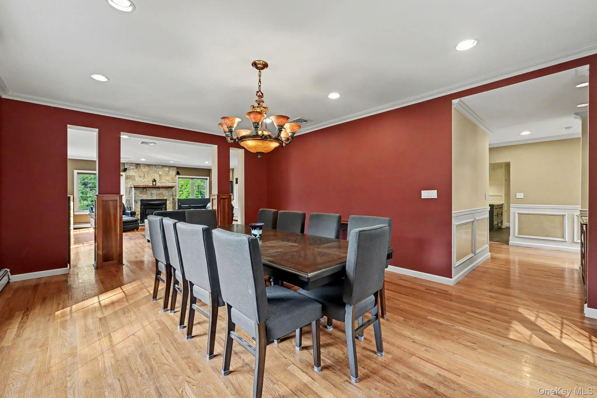 A generous dining room with butler's pantry. A generous dining room with butler's pantry.