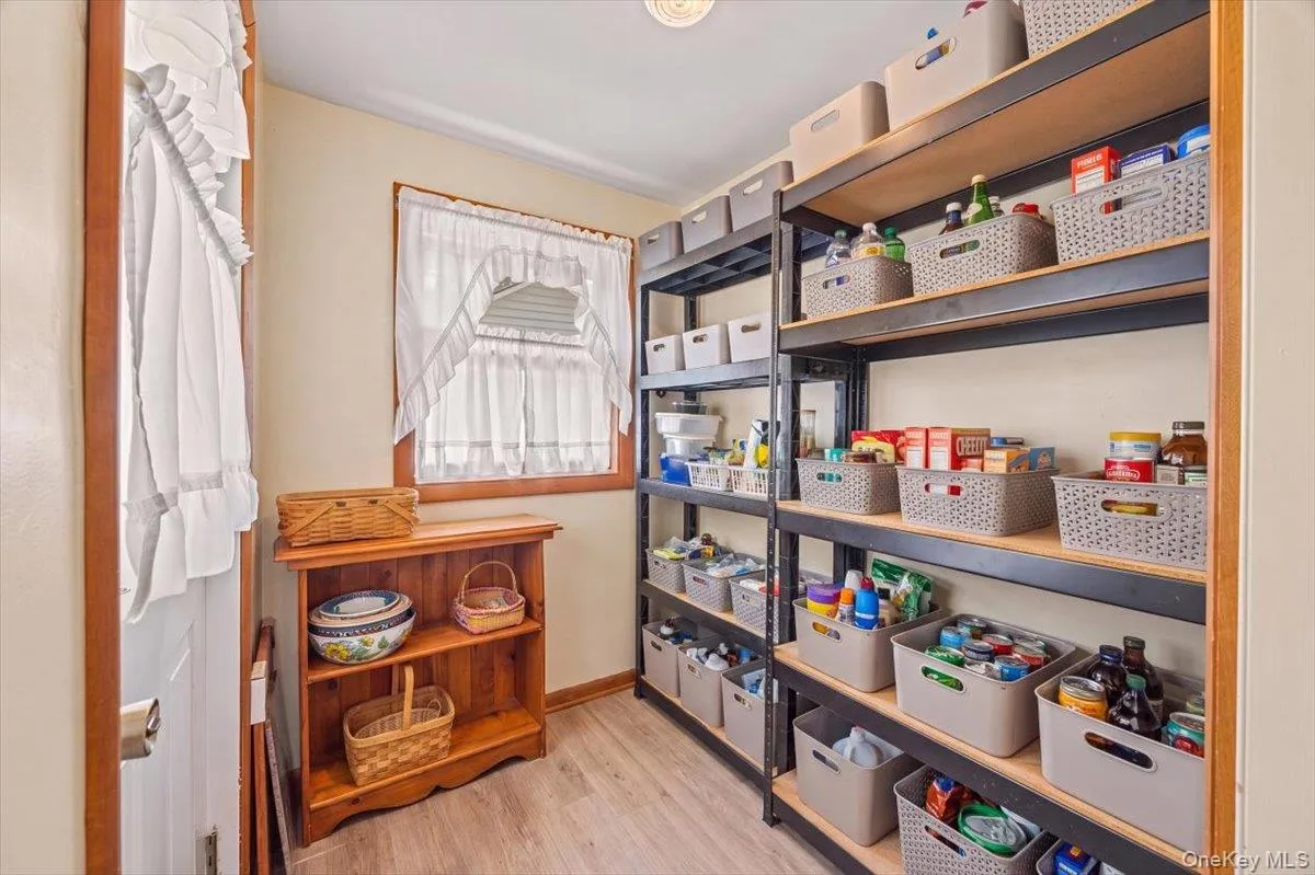 Ample storage can be found in the pantry, also with a separate entrance for ease of bringing in the groceries. Ample storage can be found in the pantry, also with a separate entrance for ease of bringing in the groceries.