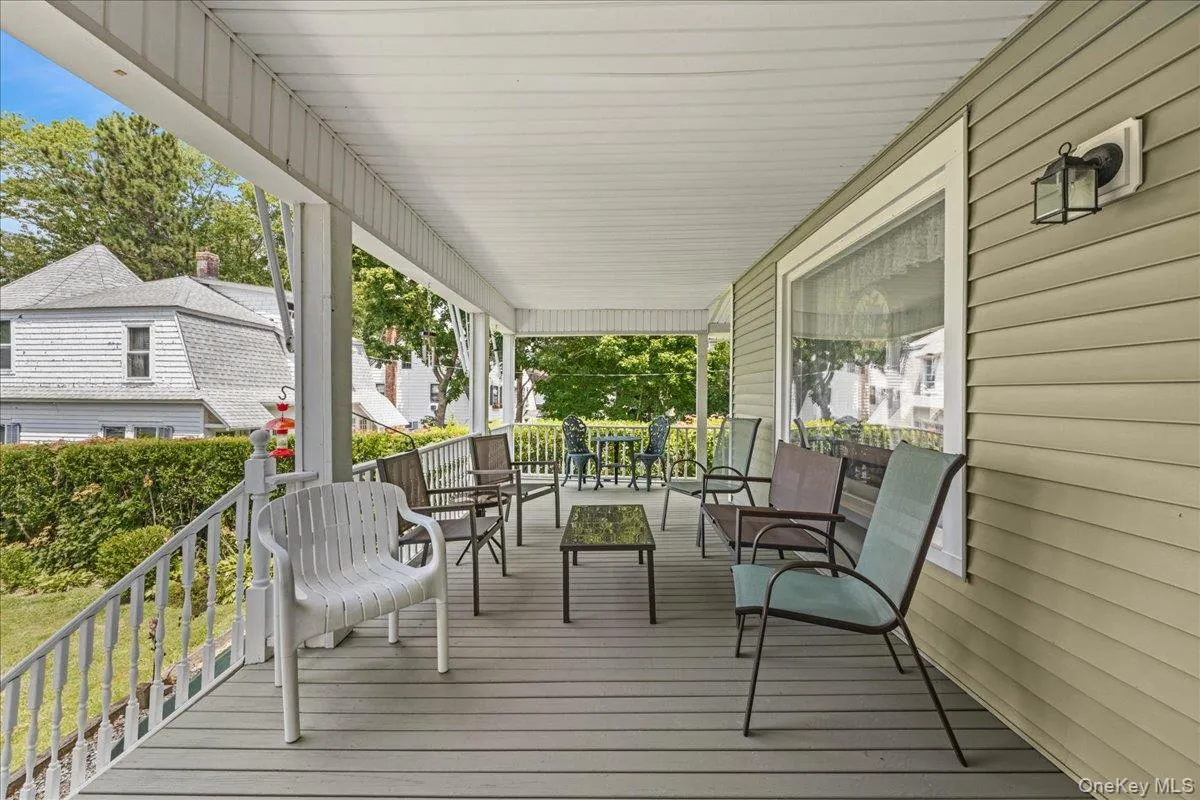 Wraparound porch provides al fresco dining options with a view. Wraparound porch provides al fresco dining options with a view.