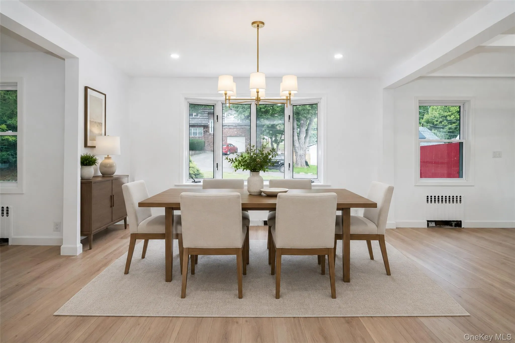 Here's a virtual rendering of the dining area furnished with contemporary furniture. Here's a virtual rendering of the dining area furnished with contemporary furniture.