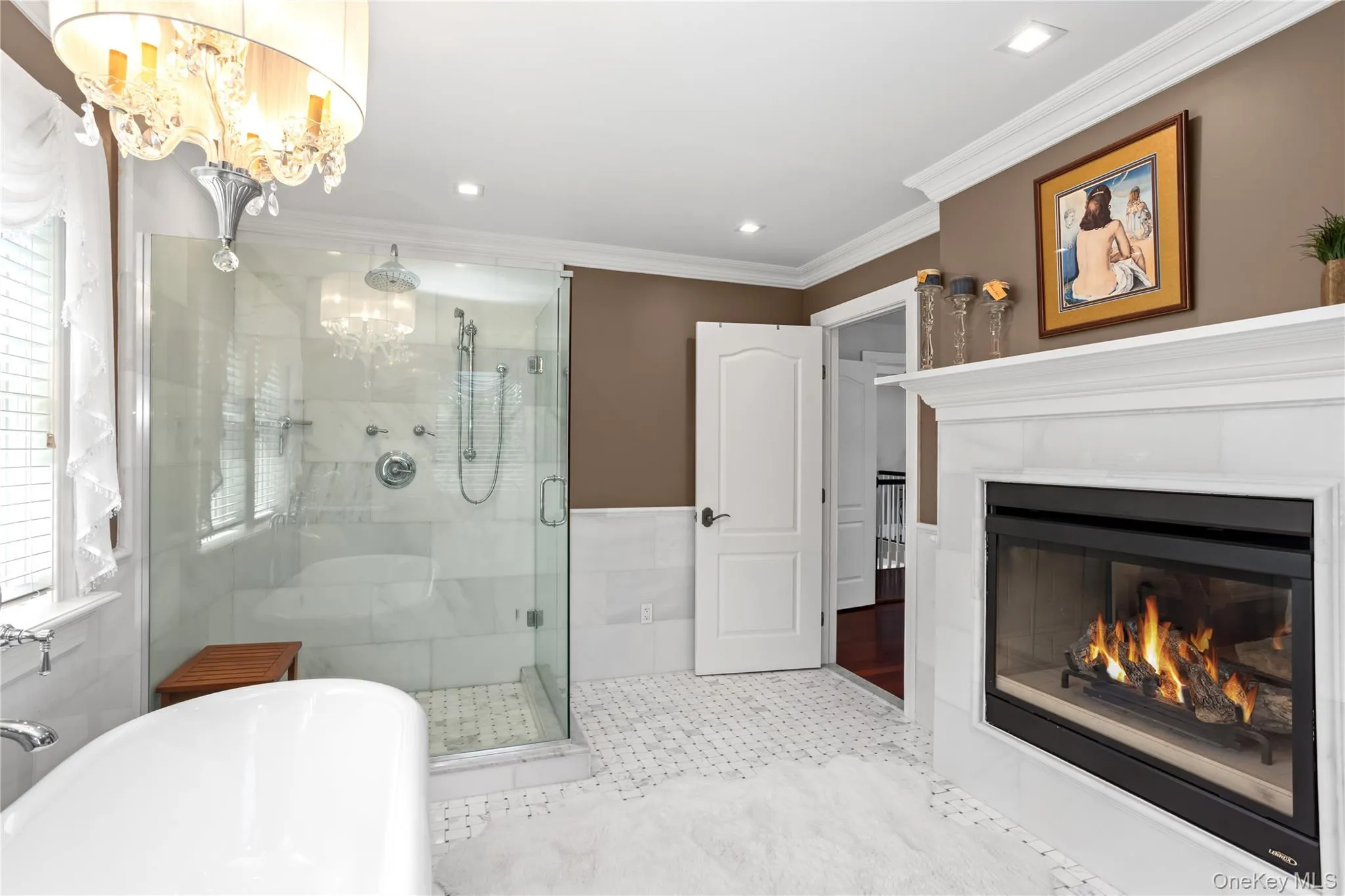 Master bath with gas fireplace Master bath with gas fireplace