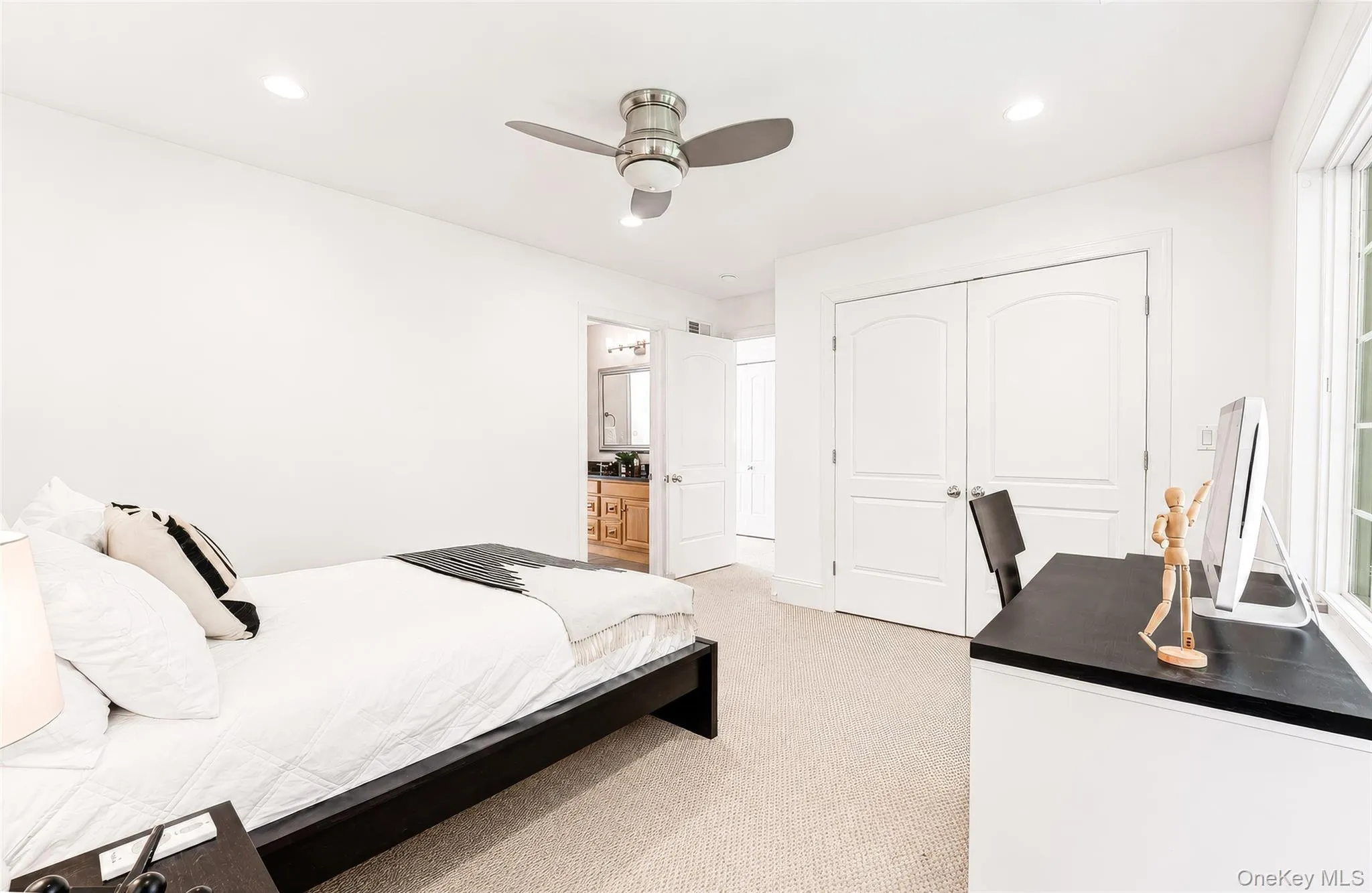 Bedroom # 3 with recessed lighting and lighted ceiling fan. Bedroom # 3 with recessed lighting and lighted ceiling fan.