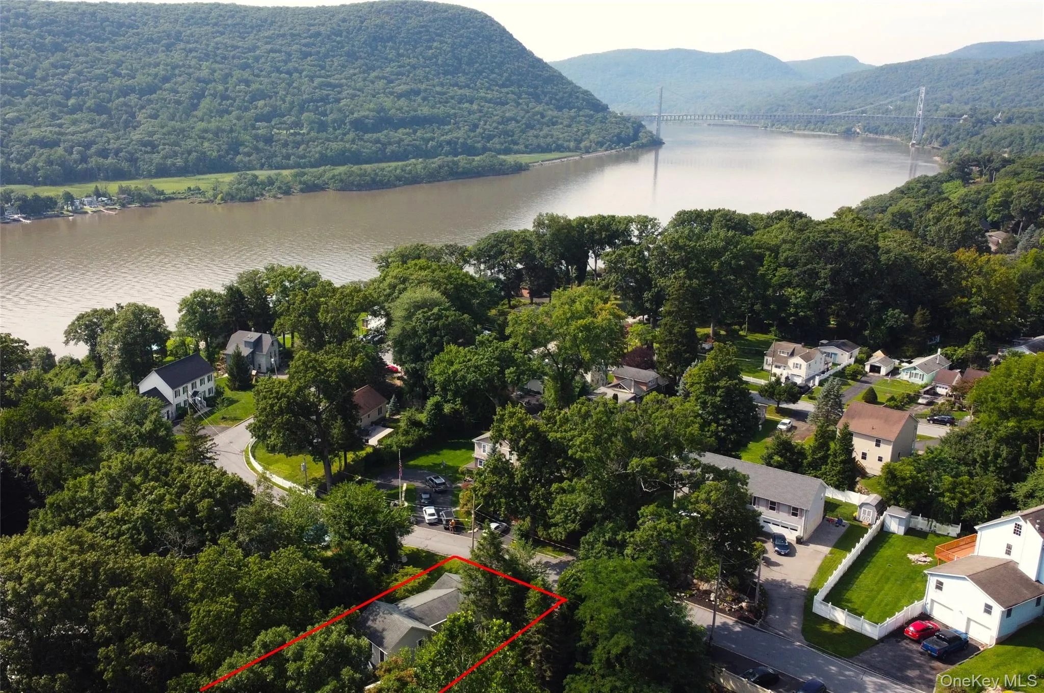 Aerial view showing home with Hudson River and Bear Mountain Bridge. Aerial view showing home with Hudson River and Bear Mountain Bridge.