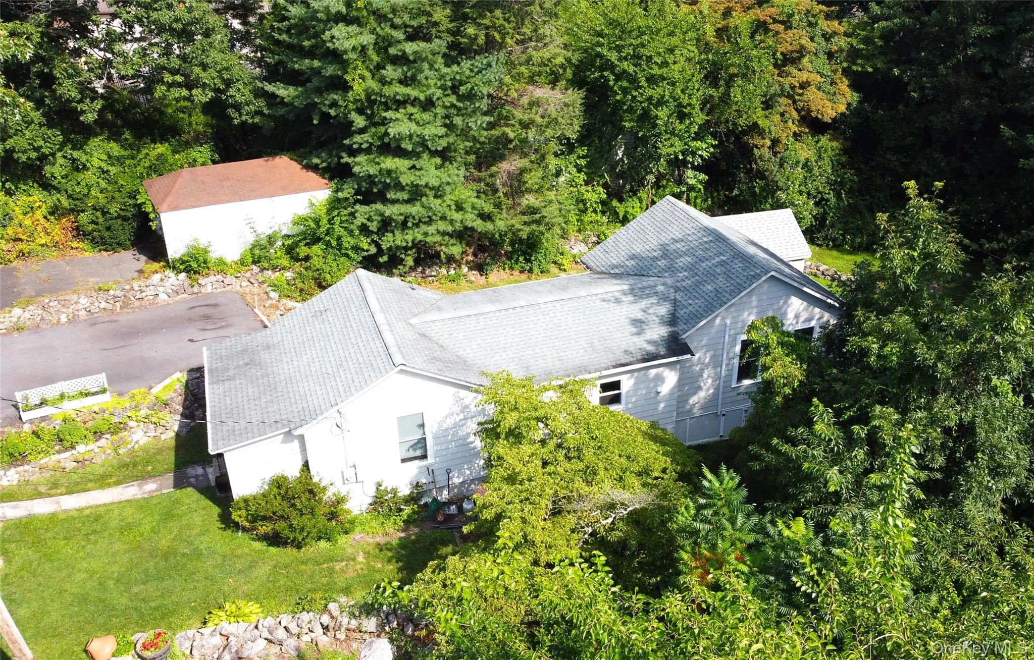 Aerial view of east side of home. Aerial view of east side of home.