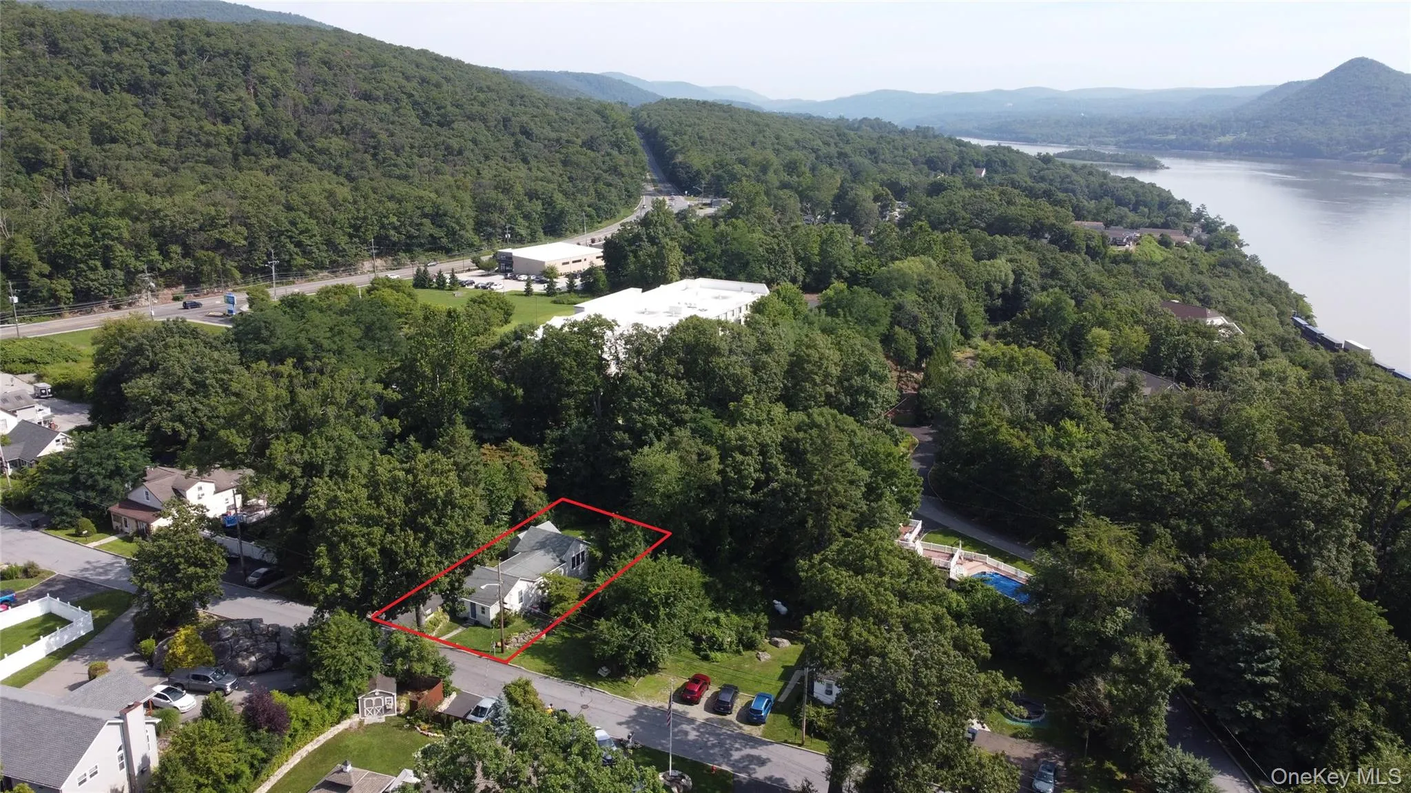 Aerial view showing home with Hudson River looking north towards West Point. Aerial view showing home with Hudson River looking north towards West Point.