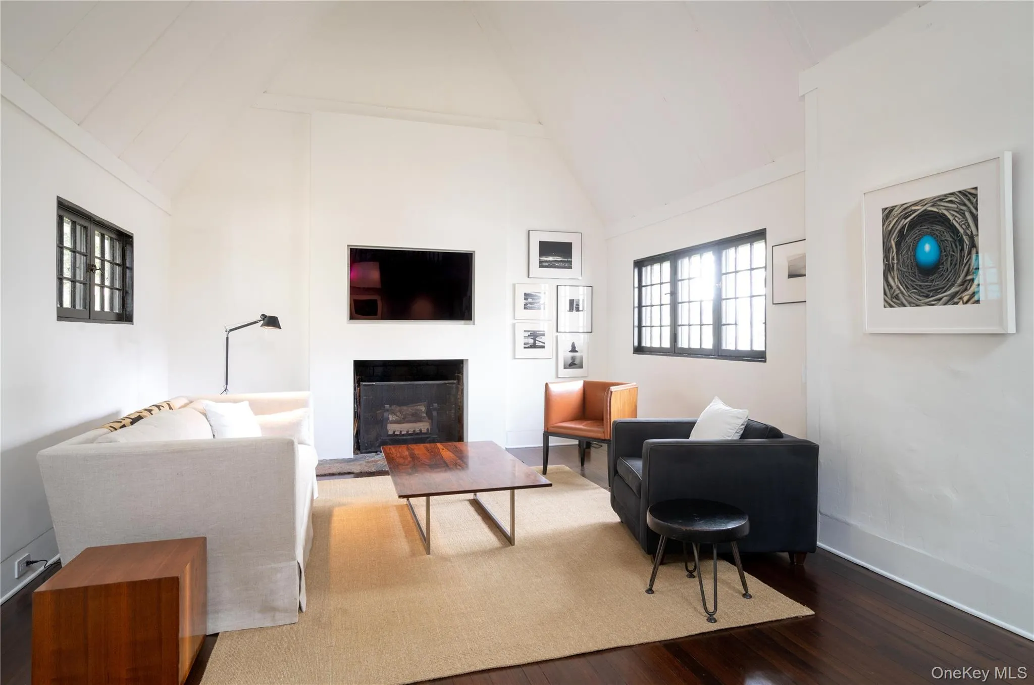 Vaulted Ceiling and Fireplace Vaulted Ceiling and Fireplace