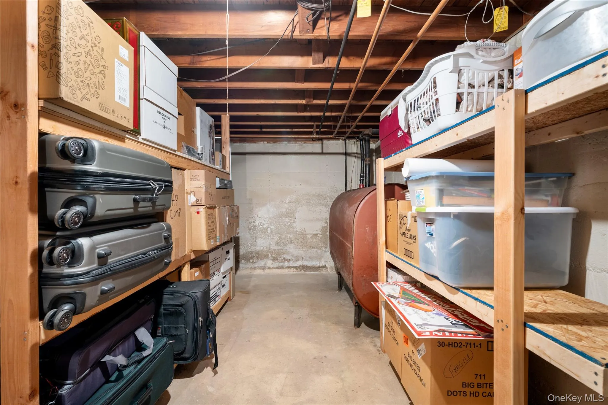 Storage shelves in basement Storage shelves in basement