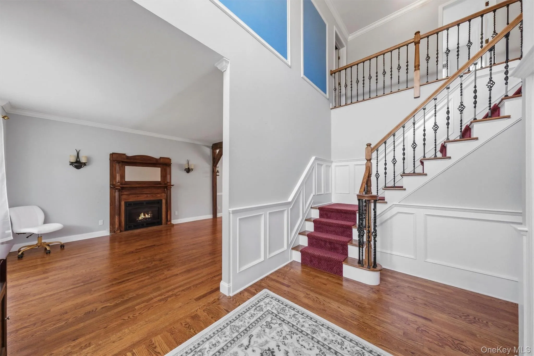 The foyer flows seamlessly into a large living room. The foyer flows seamlessly into a large living room.