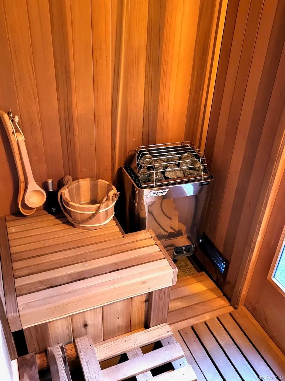 Interior of the sauna. Interior of the sauna.