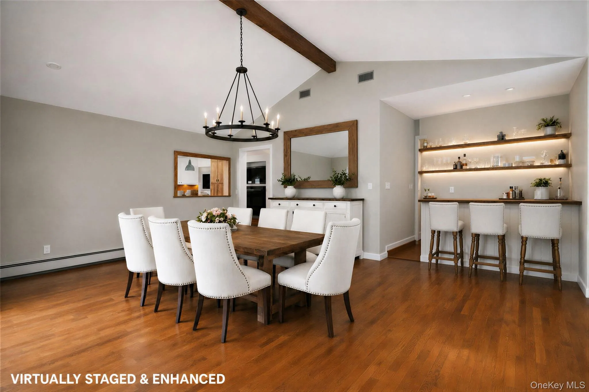 DR w/ wood burning fireplace, slider to deck, wet bar w/ wine fridge DR w/ wood burning fireplace, slider to deck, wet bar w/ wine fridge