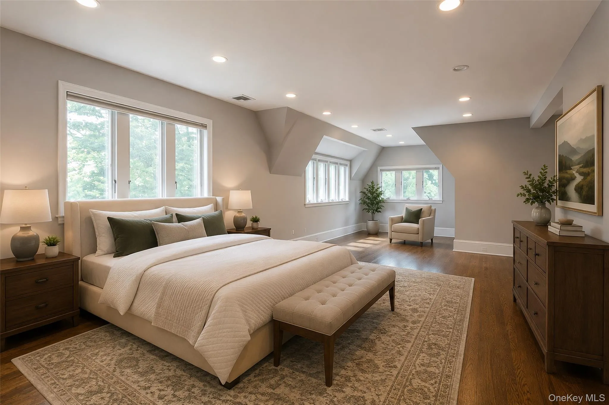 Primary bedroom (virtually staged). Primary bedroom (virtually staged).