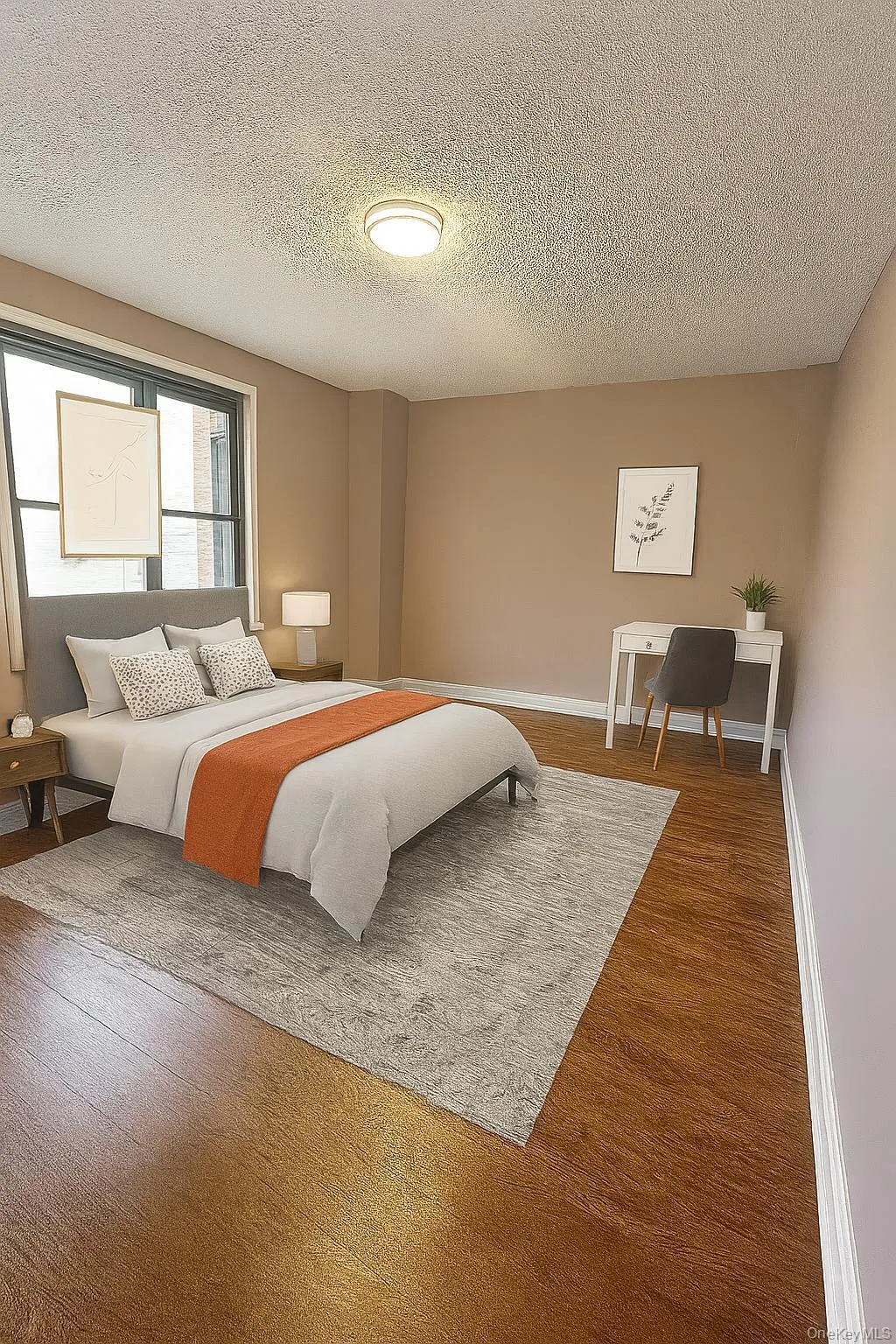 Virtually staged bedroom. Virtually staged bedroom.