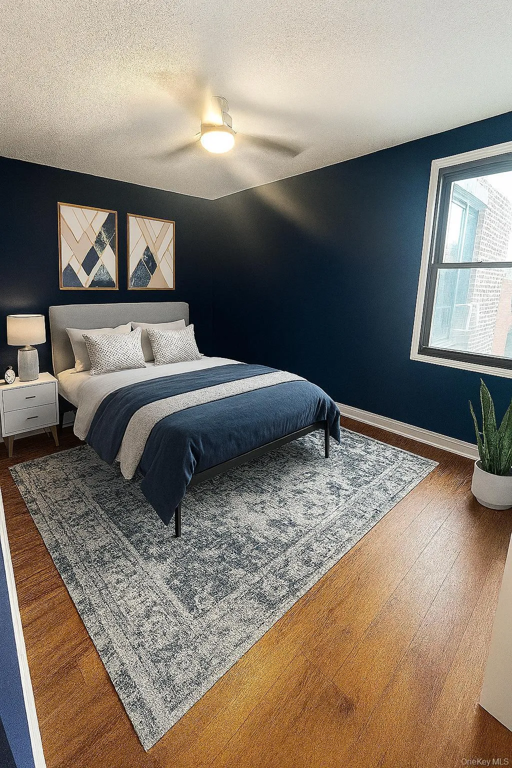 Virtually staged bedroom. Virtually staged bedroom.