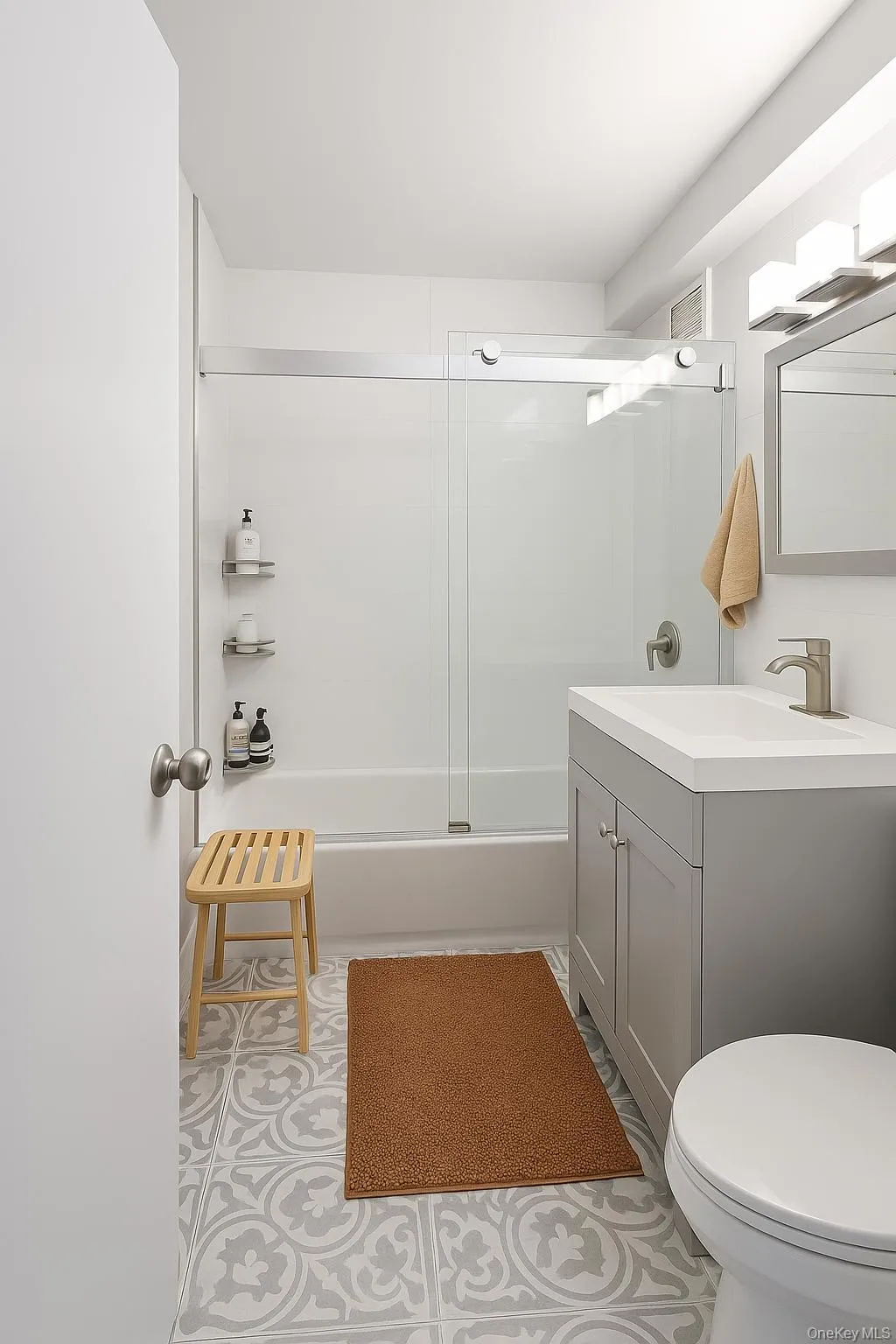 Virtually staged hall bathroom Virtually staged hall bathroom