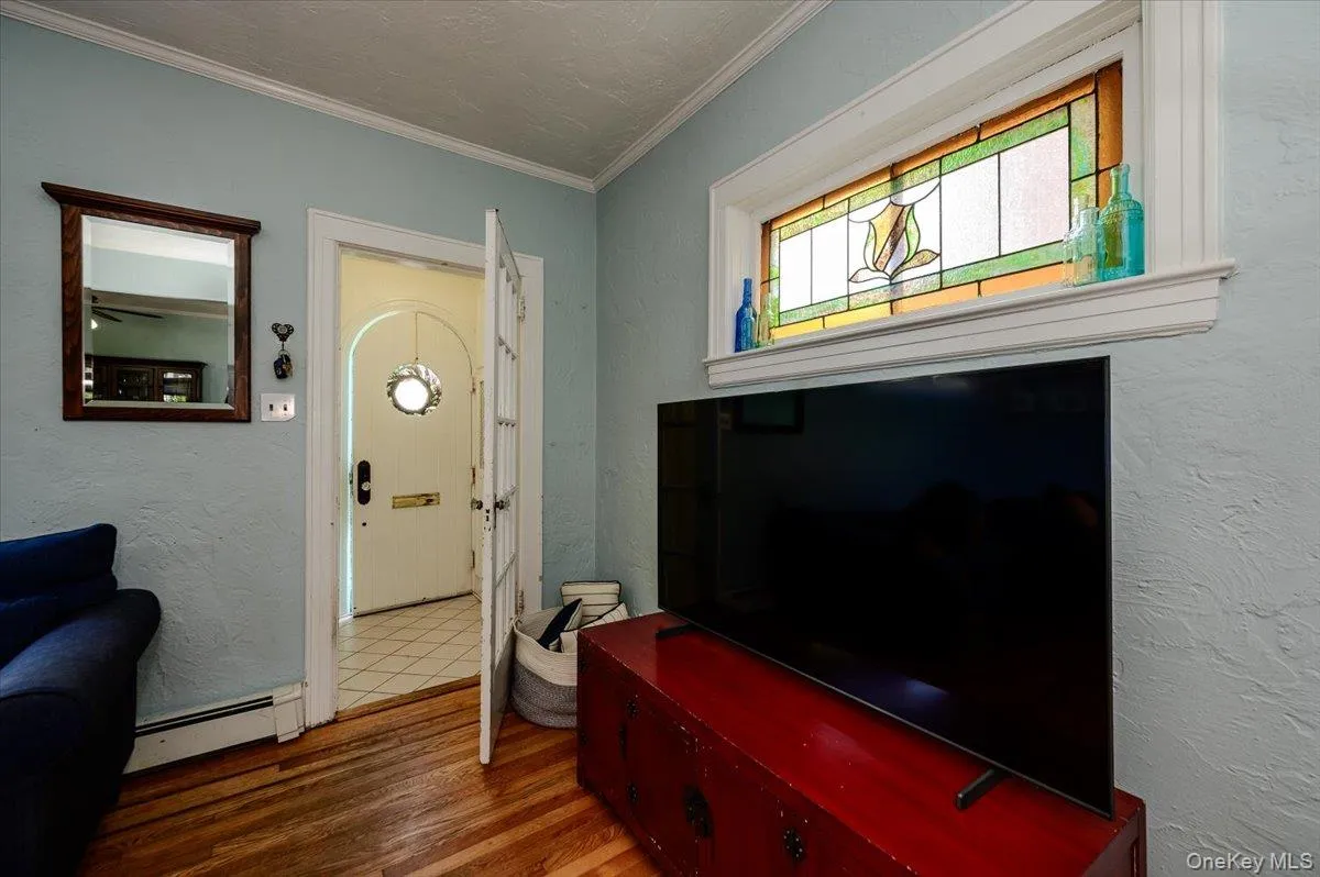 Living Room with original stained glass Living Room with original stained glass