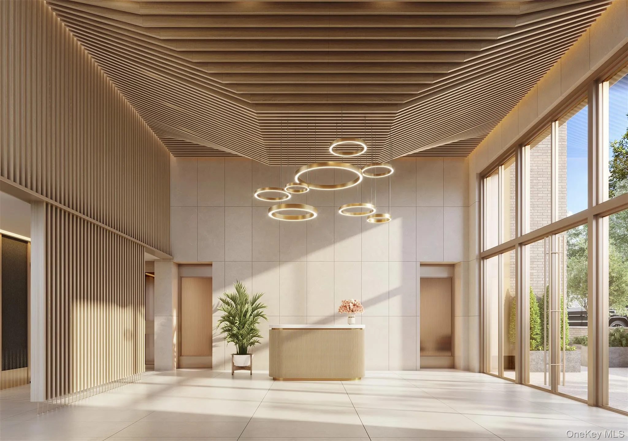 Building lobby with a high ceiling Building lobby with a high ceiling
