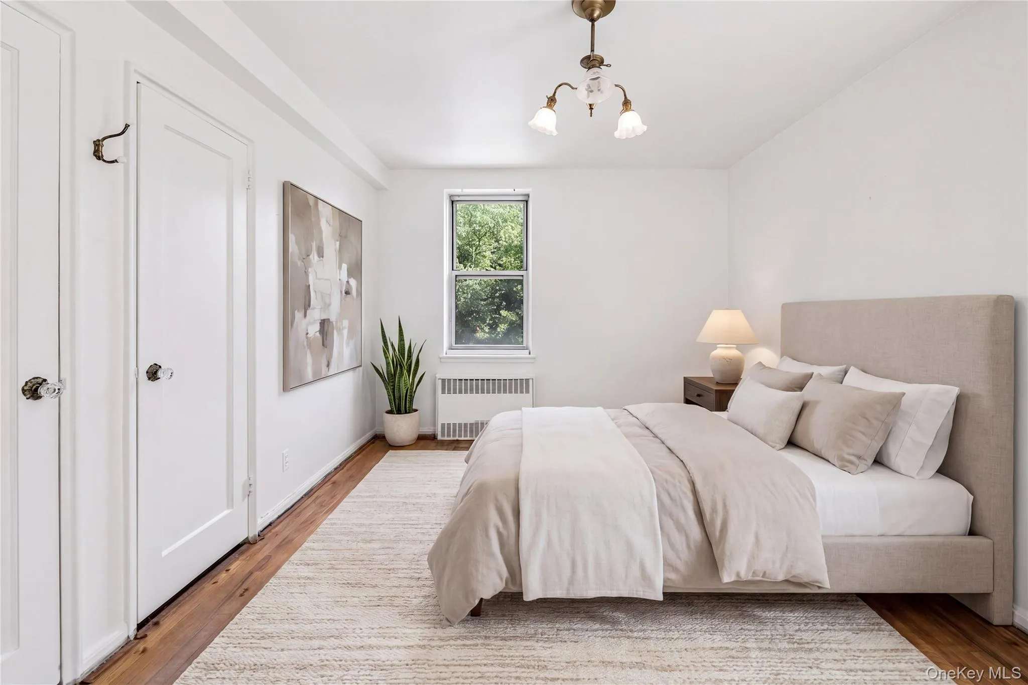 The primary bedroom features two closets. The primary bedroom features two closets.
