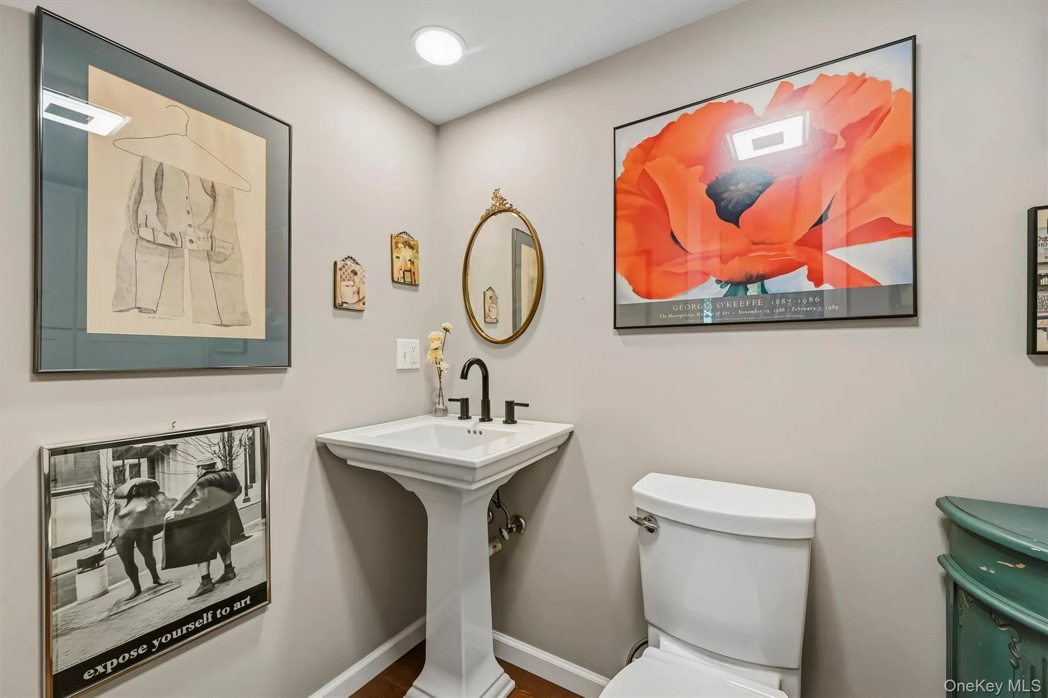 Pedestal sink with built-in cabinets for storage. Pedestal sink with built-in cabinets for storage.