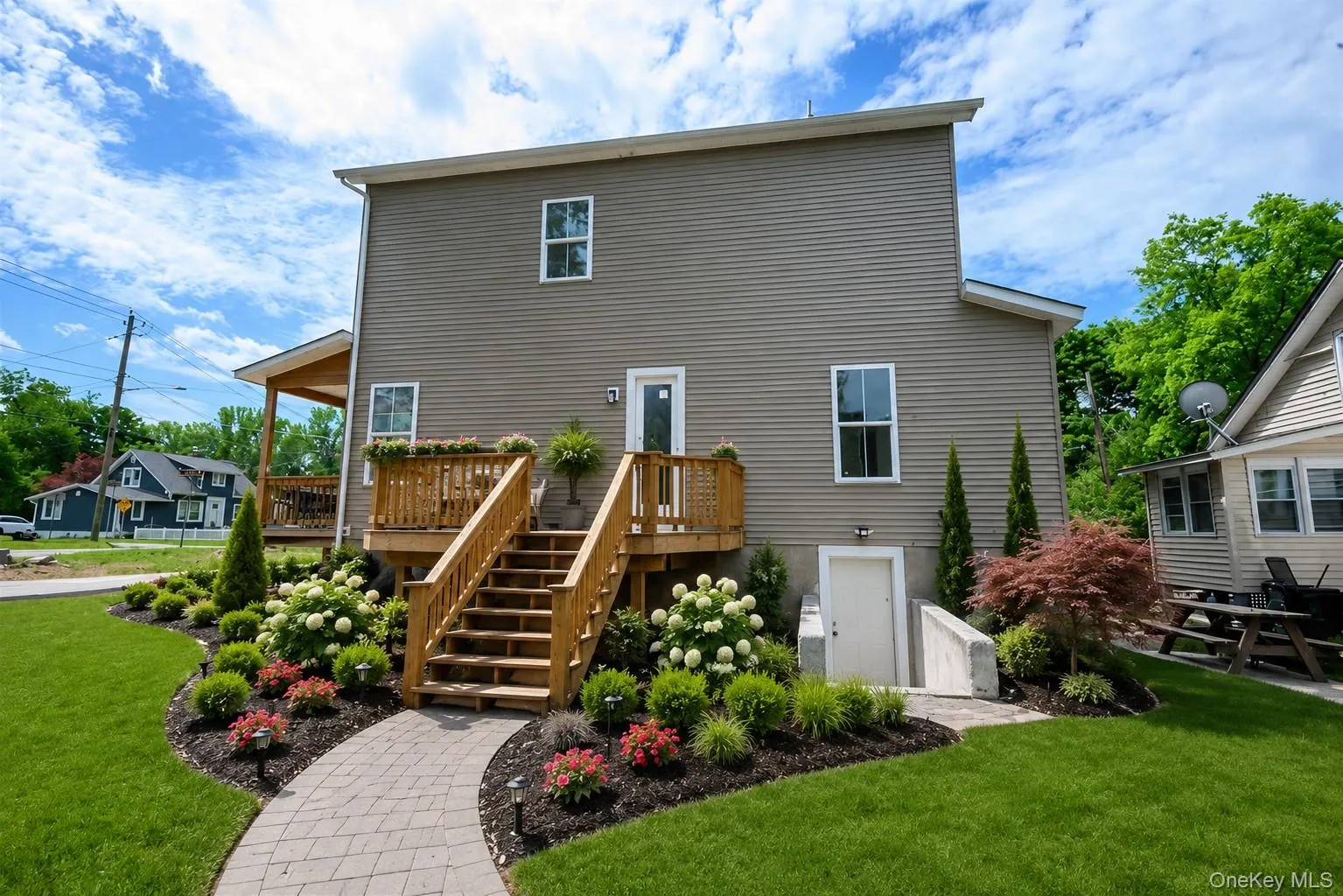 Virtually staged side of the house with the deck Virtually staged side of the house with the deck