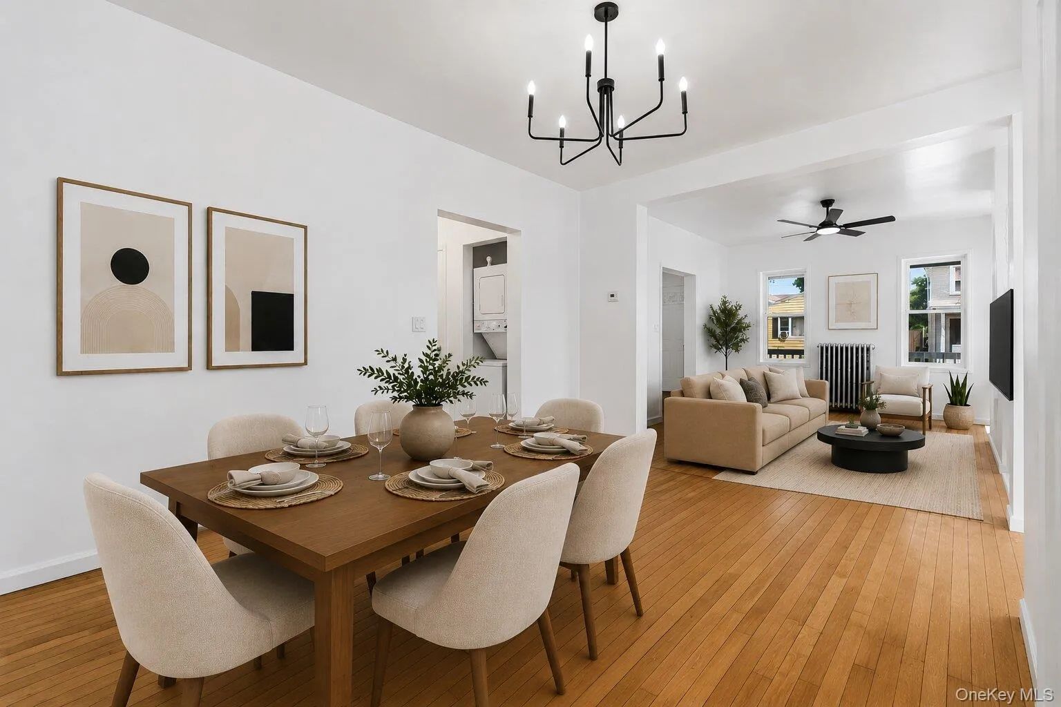 Virtually Staged Generouslysized dining space seamlesslyconnecting to the living room,ideal for entertaining andeveryday Virtually Staged Generouslysized dining space seamlesslyconnecting to the living room,ideal for entertaining andeveryday