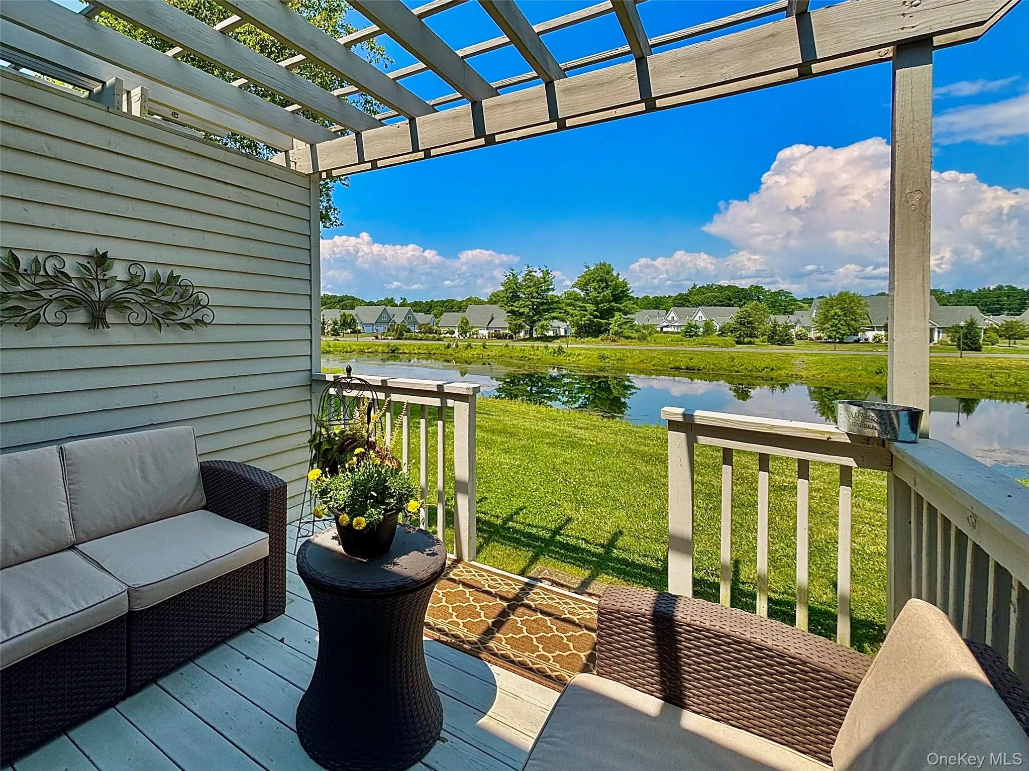 Comfortable deck with beautiful pond view Comfortable deck with beautiful pond view