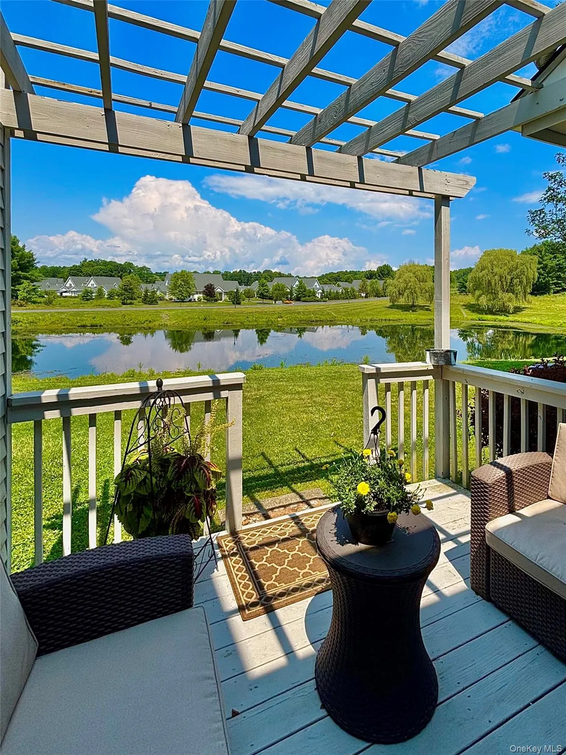 Deck and pond Deck and pond