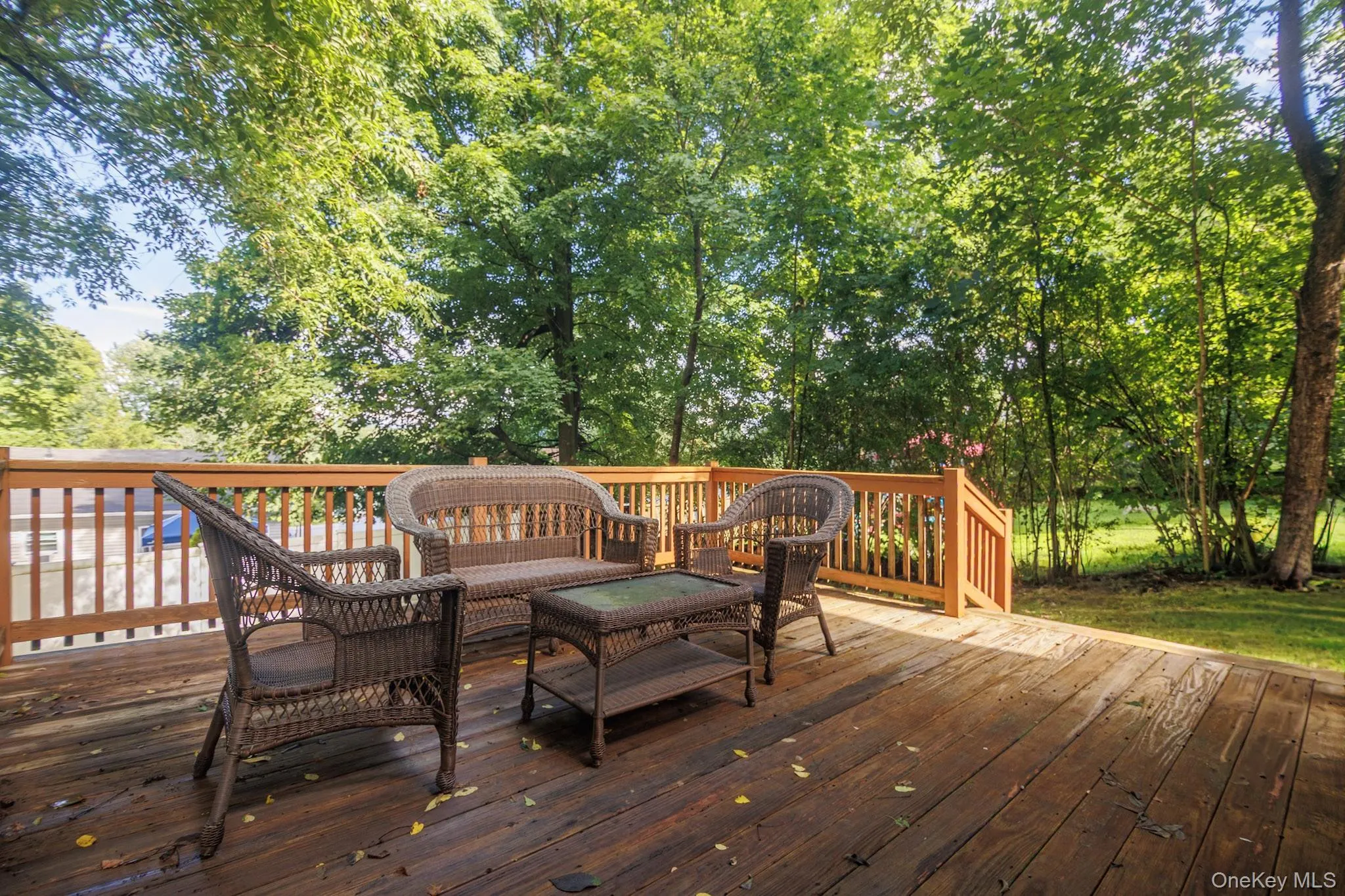 Large deck in back yard. Large deck in back yard.