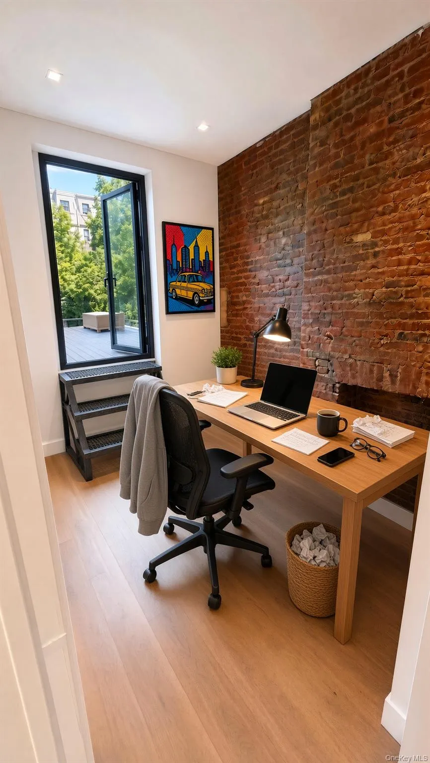Bedroom 1 access to terrace. can be used as an office or full size murphy Bed. Staged Room Bedroom 1 access to terrace. can be used as an office or full size murphy Bed. Staged Room