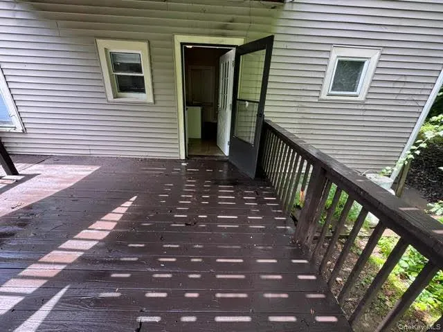 View of the back deck off the kitchen door. View of the back deck off the kitchen door.