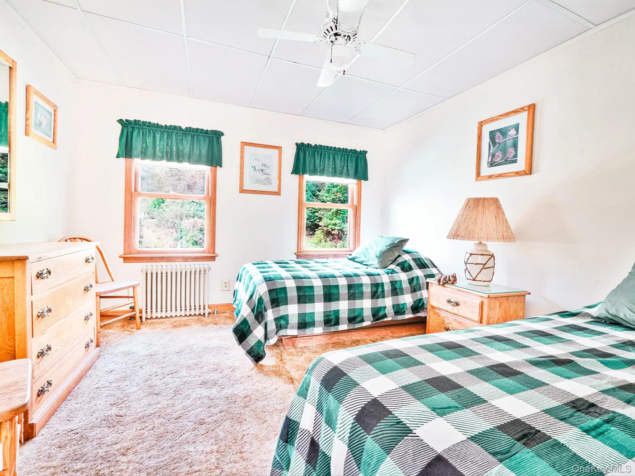 Carpeted bedroom with radiator Carpeted bedroom with radiator
