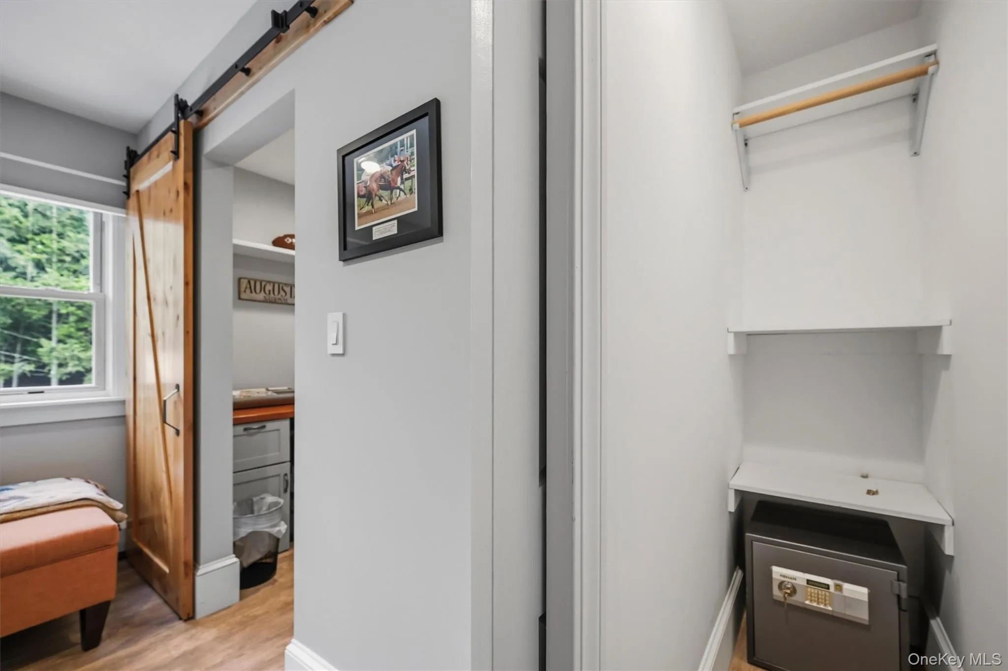 Adjacent to the office is a huge walk in closet with a safe. Adjacent to the office is a huge walk in closet with a safe.