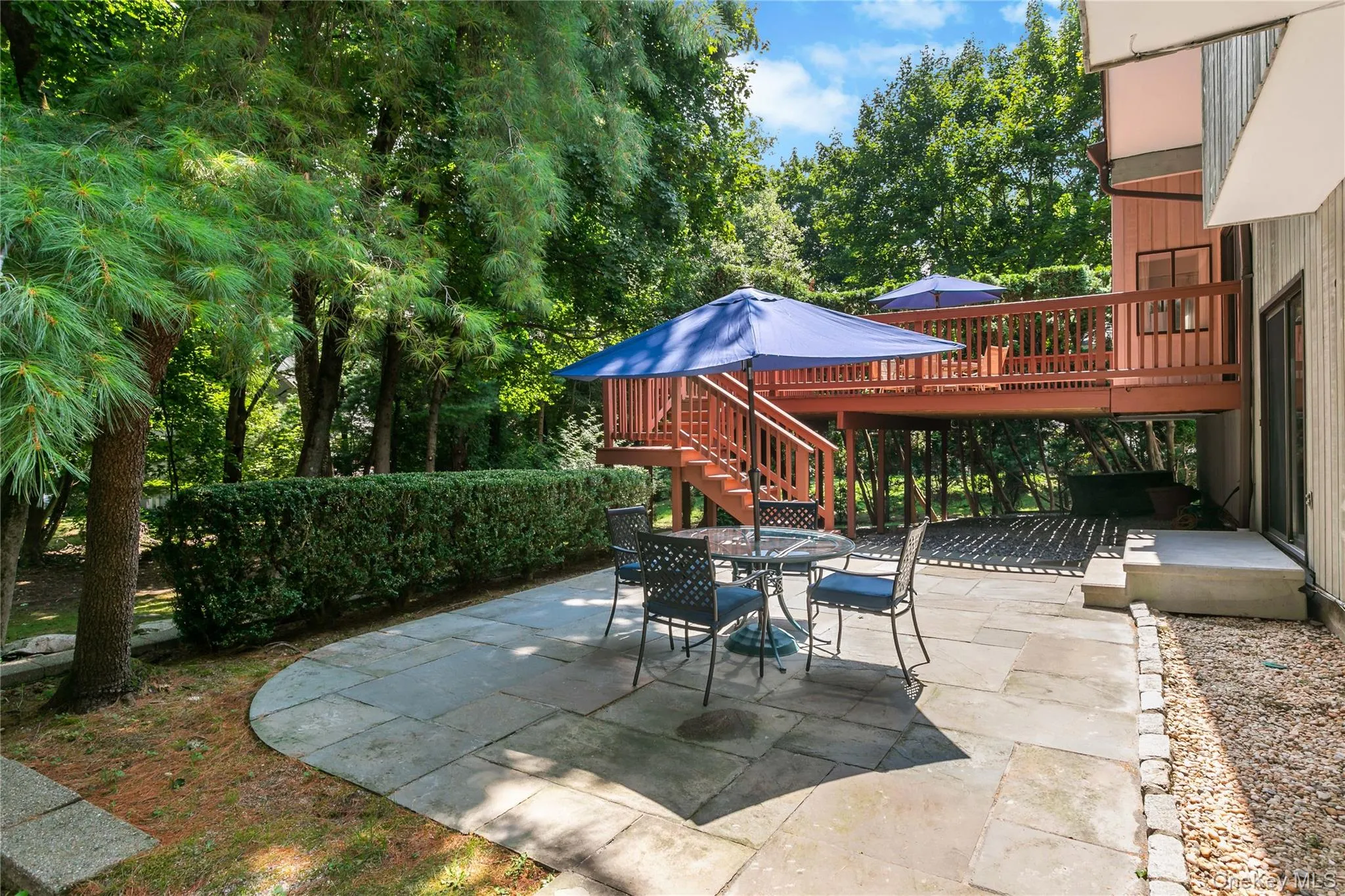 Closer view of stone patio. Closer view of stone patio.