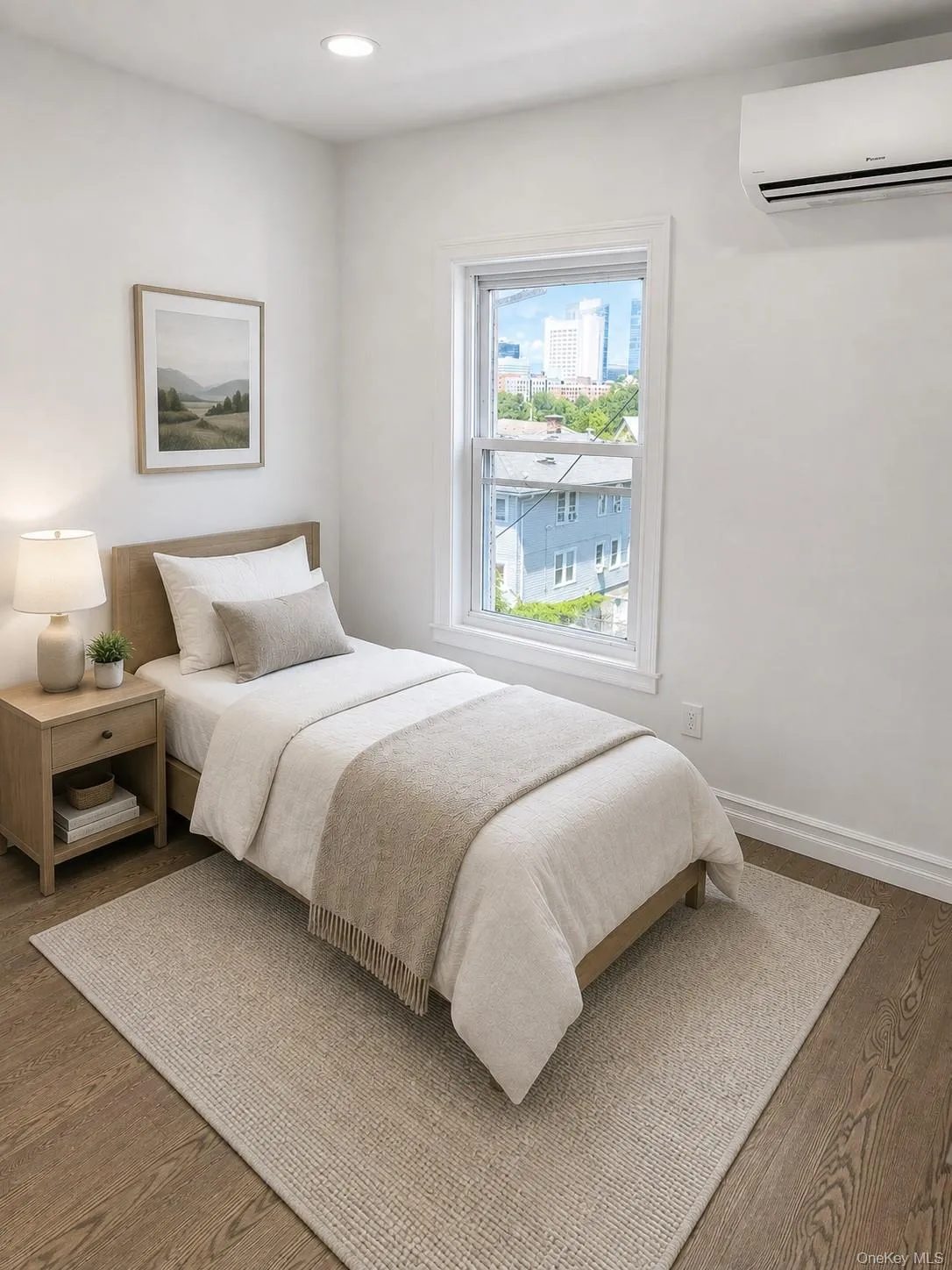 Bedroom featuring wood-finish flooring and recessed lighting Bedroom featuring wood-finish flooring and recessed lighting