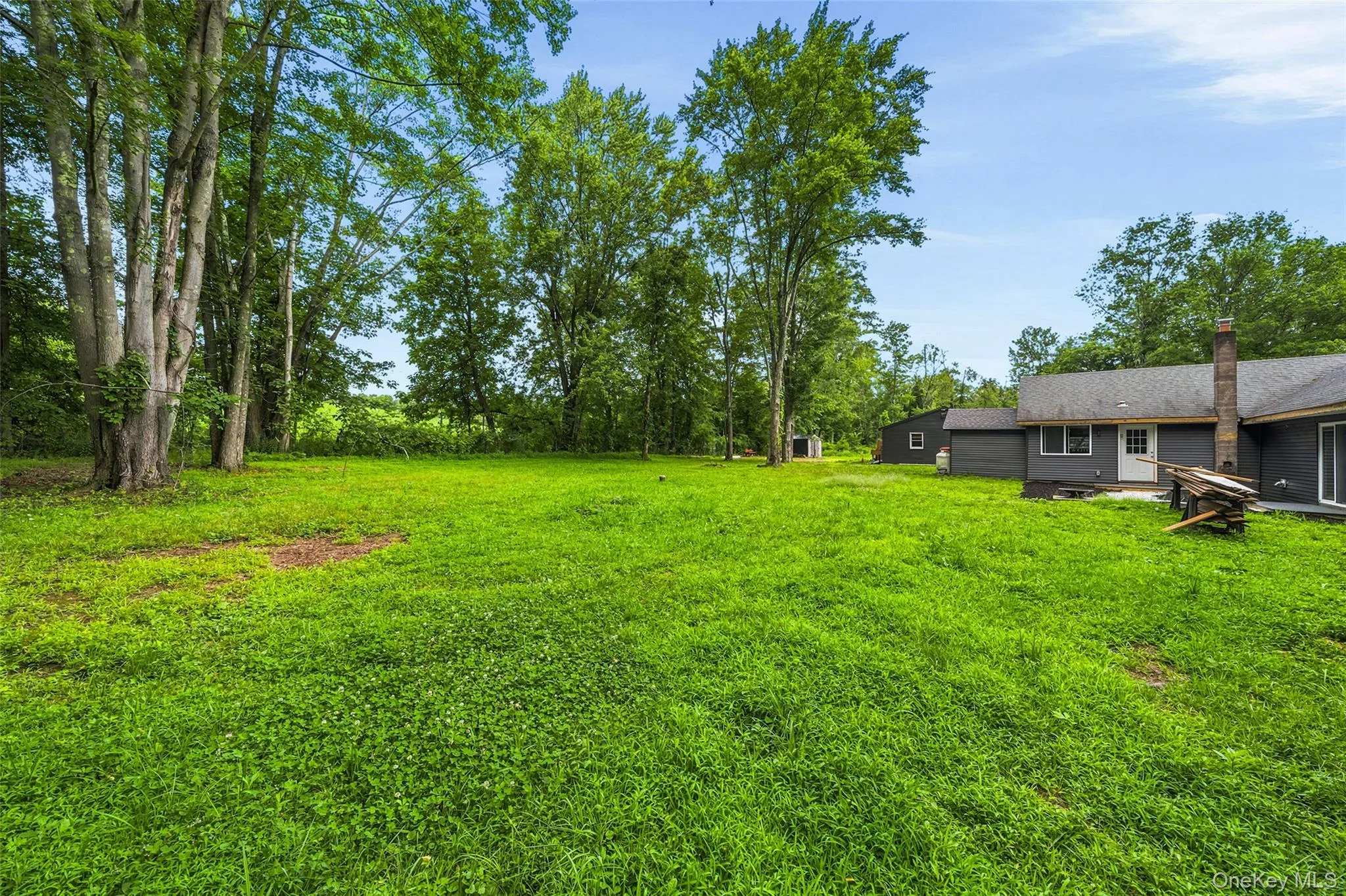 Expansive manicured flat lawn anchored by mature shade trees, offering abundant outdoor space Expansive manicured flat lawn anchored by mature shade trees, offering abundant outdoor space