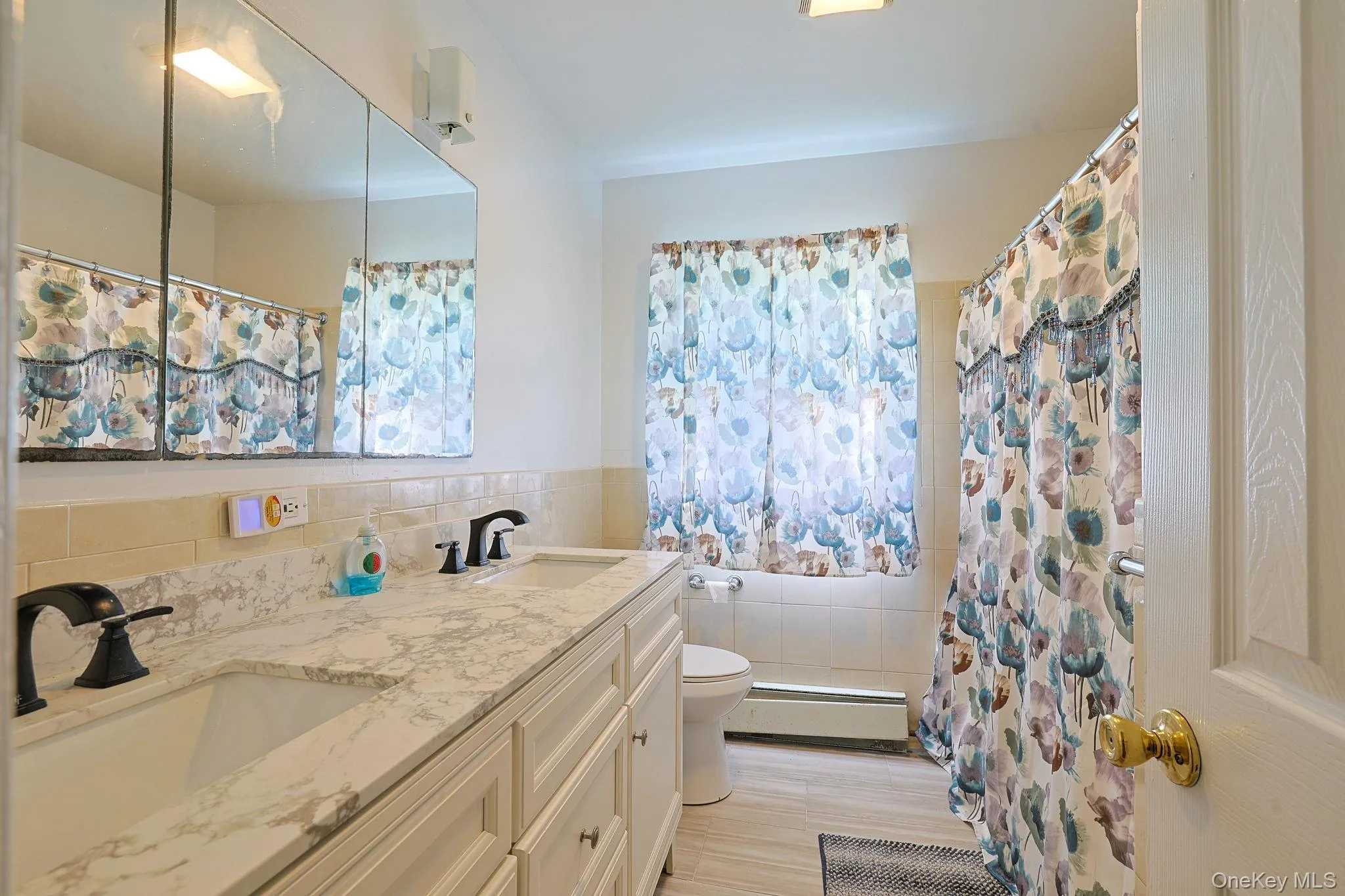 Large bathroom with dual vanity Large bathroom with dual vanity