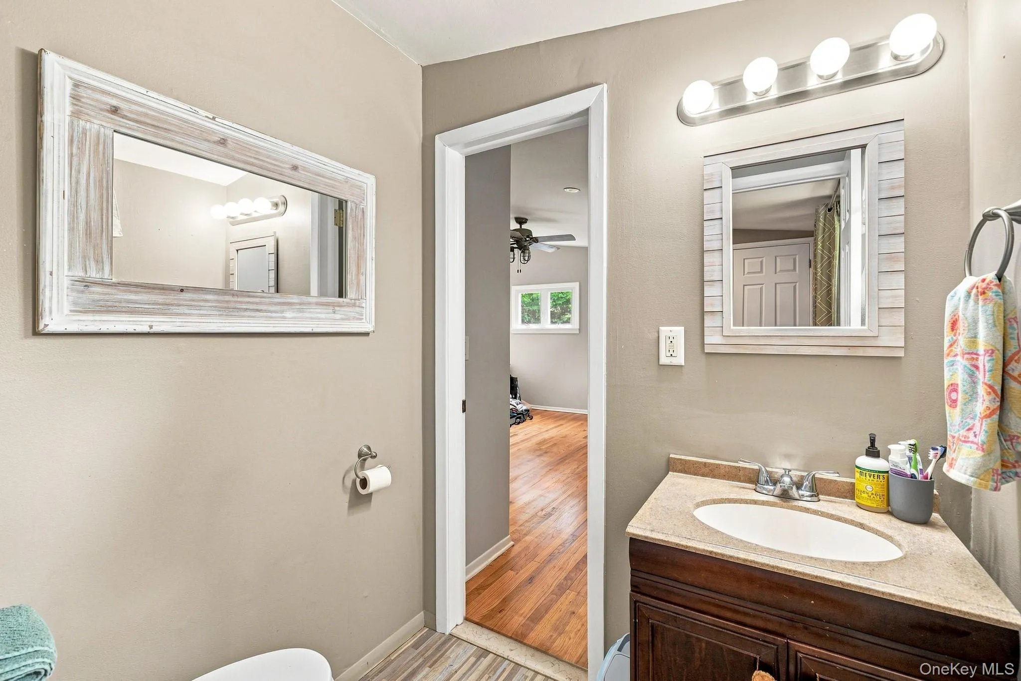 Dual entrances from living space and bedroom Dual entrances from living space and bedroom