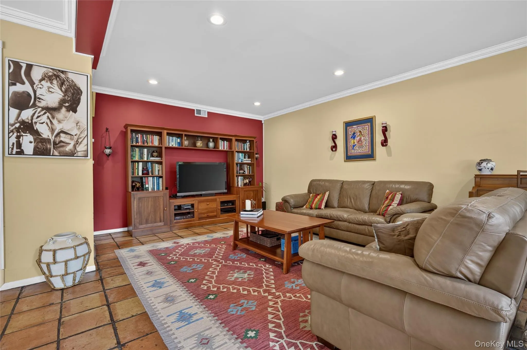 Den, with accent wall Den, with accent wall