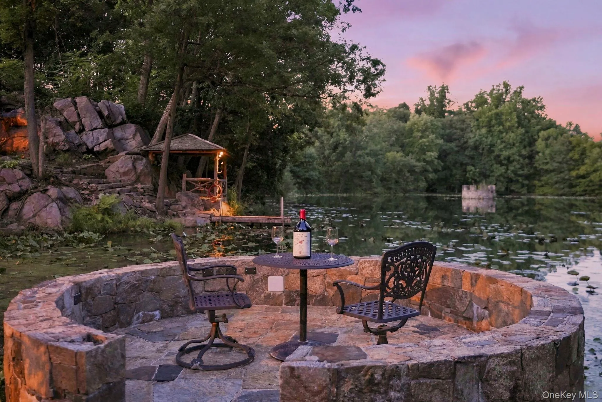 Stone patio on the lake Stone patio on the lake