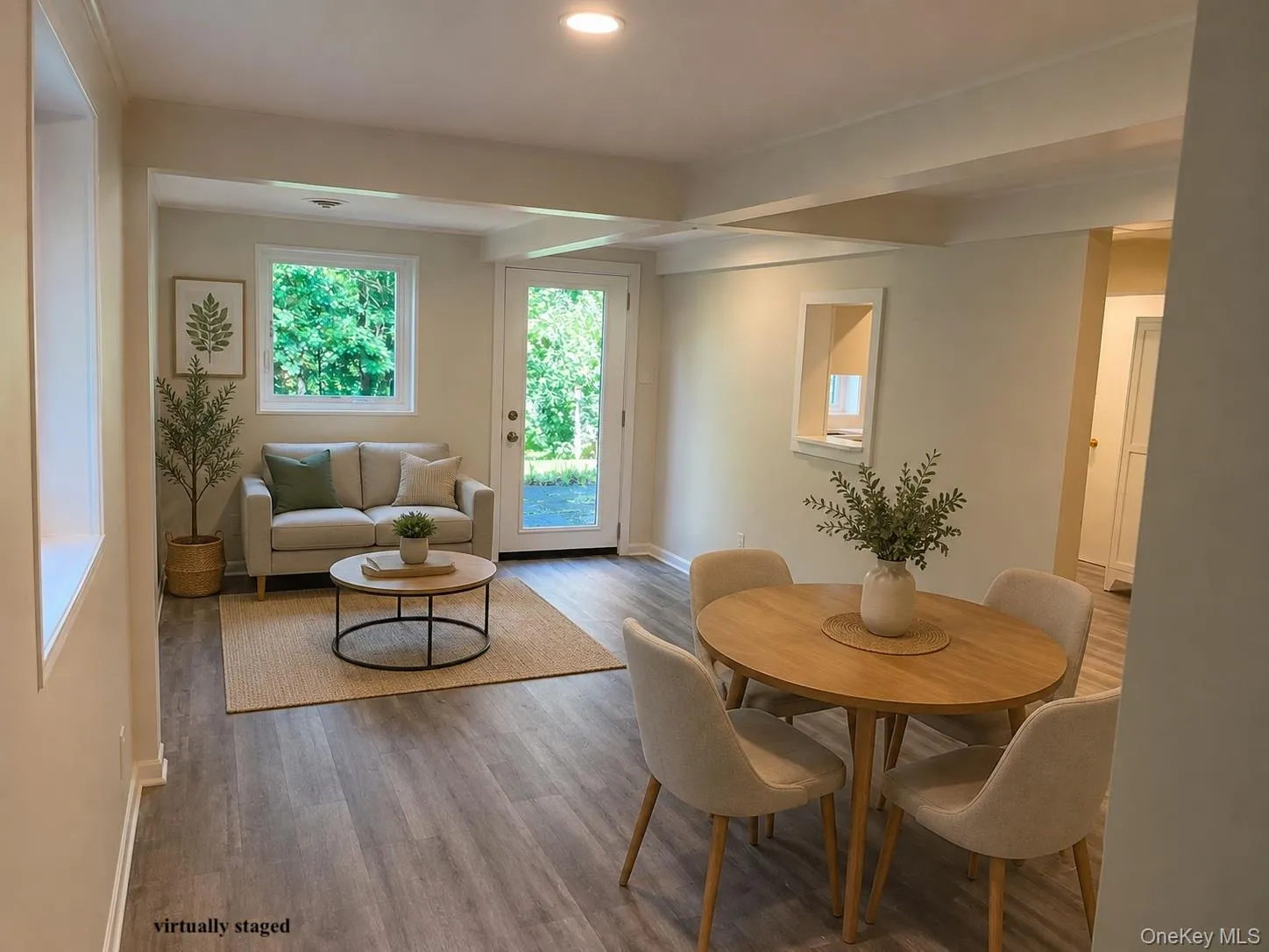 virtually staged open area (dining room and lounge area) access to kitchen virtually staged open area (dining room and lounge area) access to kitchen
