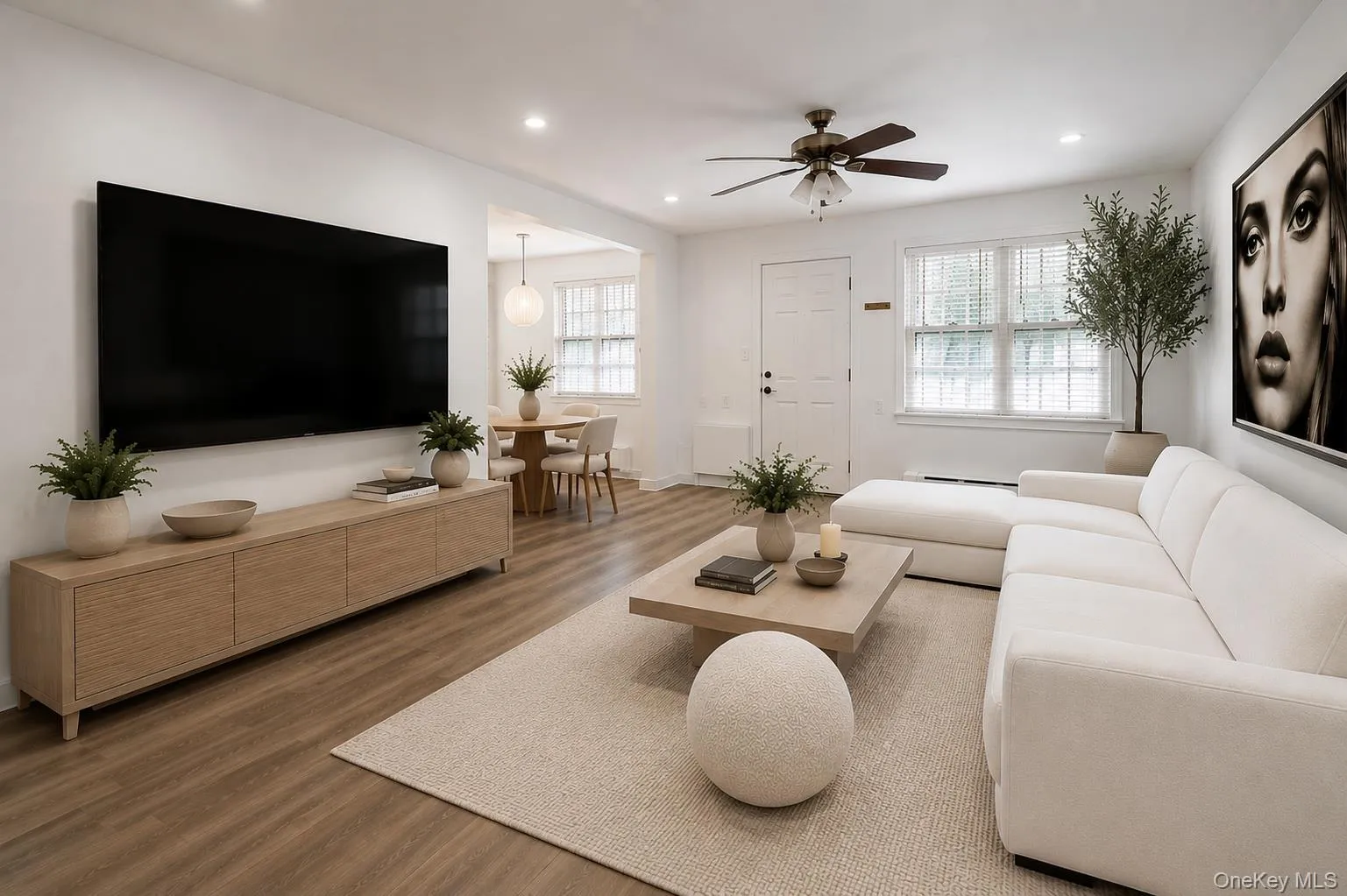 Virtually staged Living room big enough to fit an L couch and a 60-inch TV for entertainment. Virtually staged Living room big enough to fit an L couch and a 60-inch TV for entertainment.
