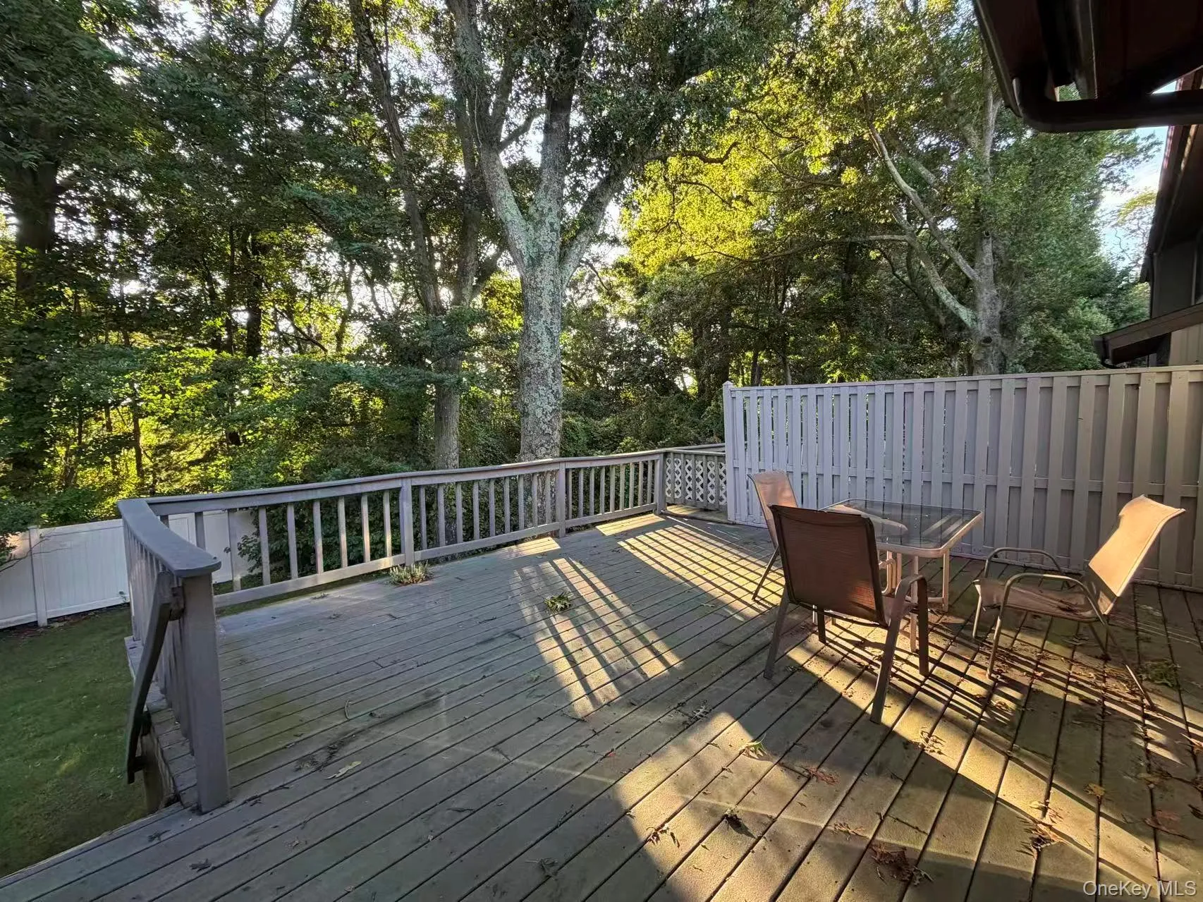Large deck with park like views. Large deck with park like views.